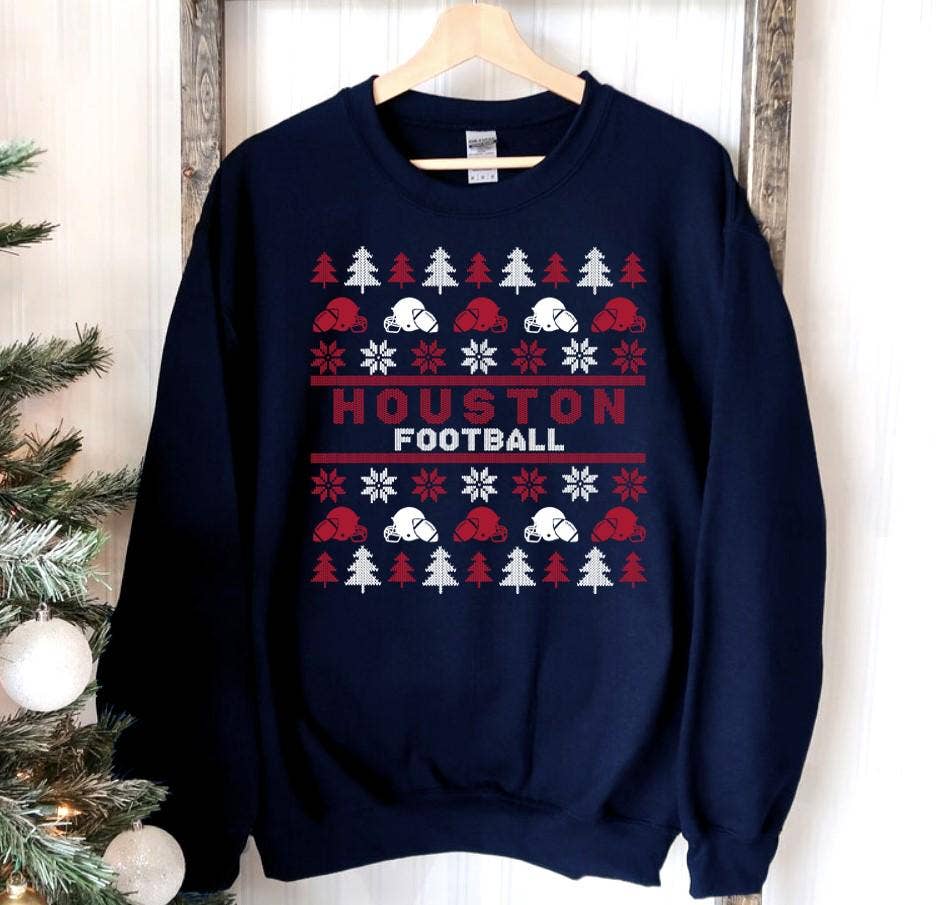 Vintage Houston Football Christmas Sweatshirt