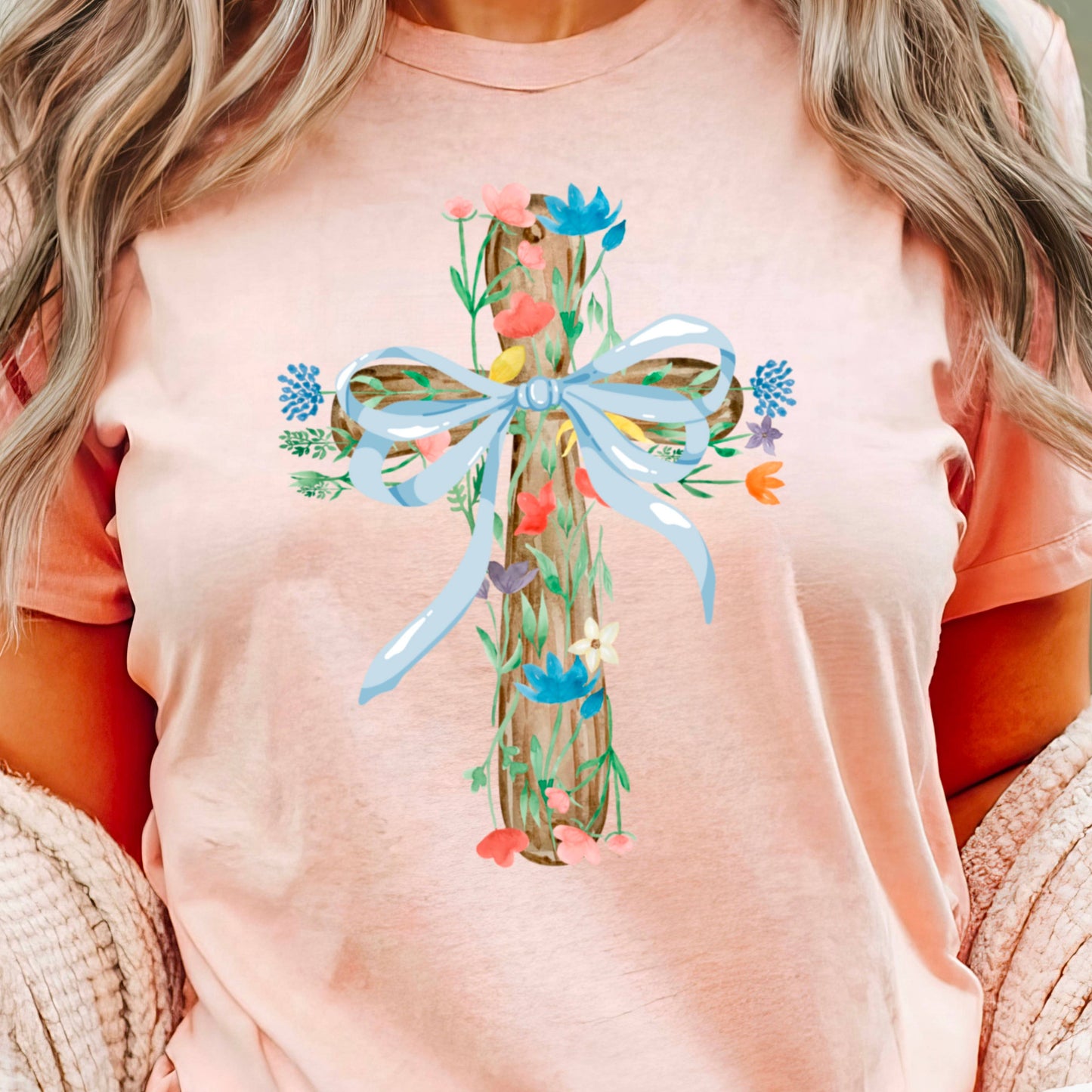Easter Graphic Tee | Coquette Floral Cross | Bella Canvas