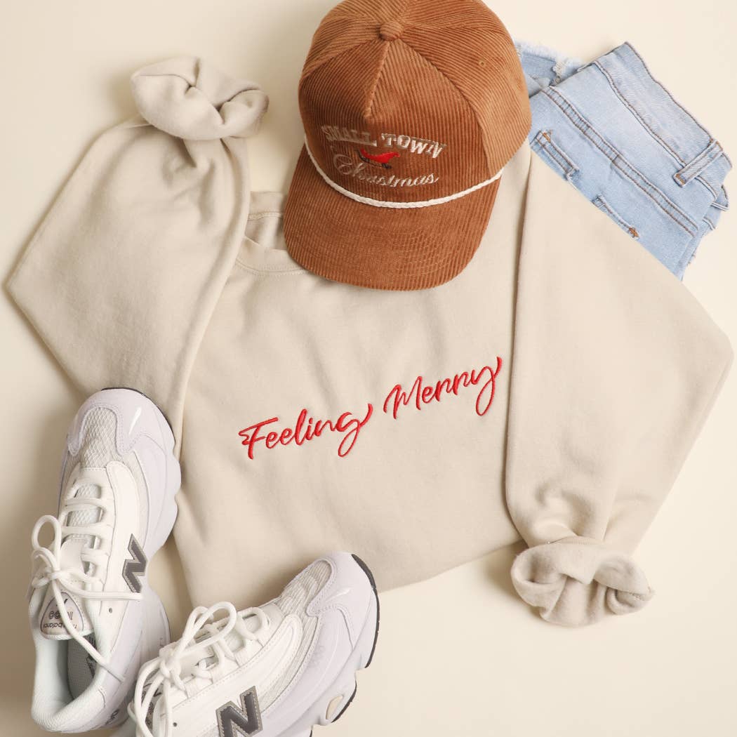 Feeling Merry Embroidered Fleece Heavyweight Sweatshirt