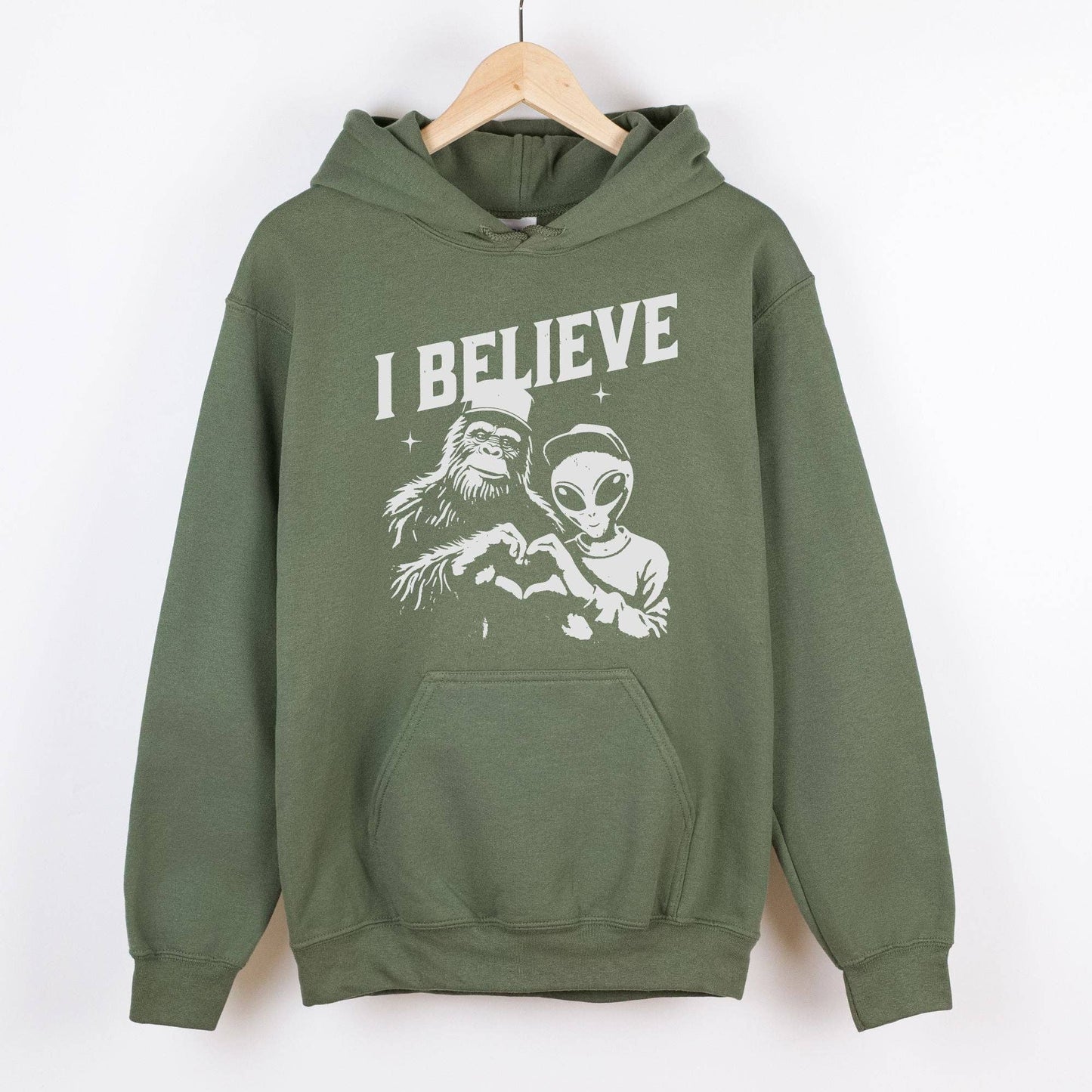 Believe Alien <3 Bigfoot Crewneck Sweatshirt Hoodie 296