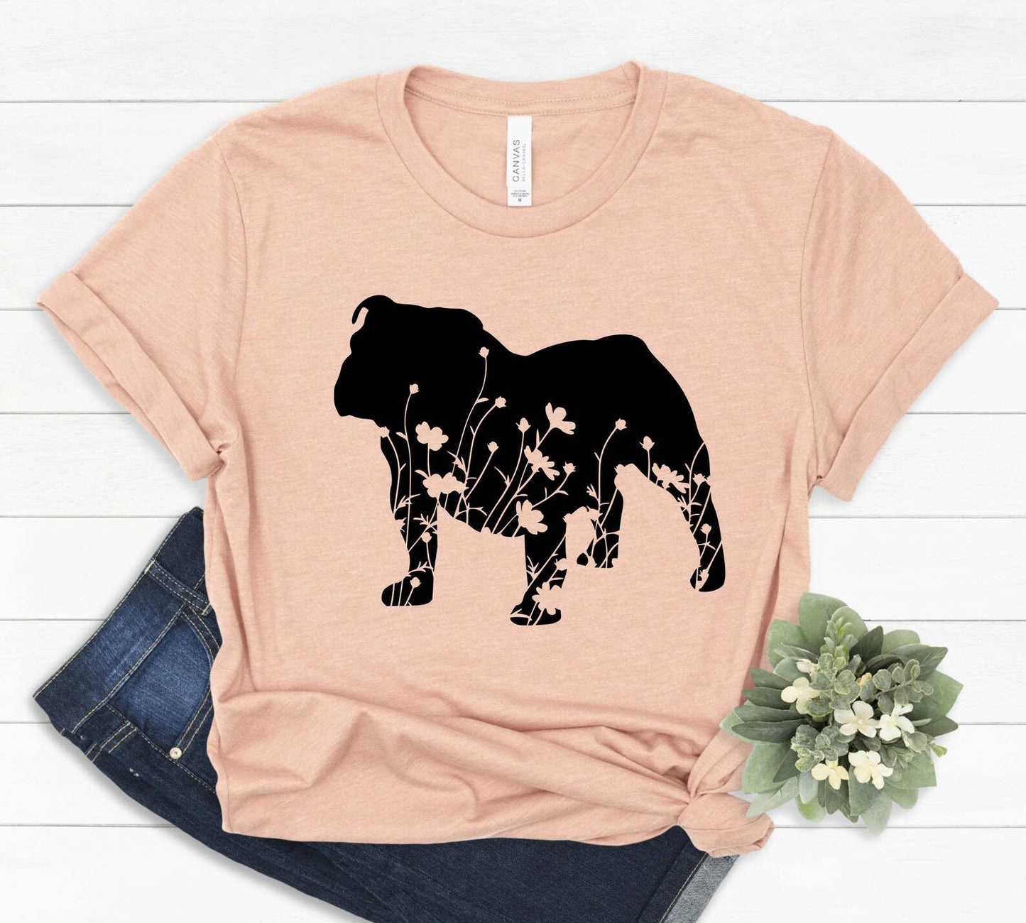 Floral Bulldog T-Shirt