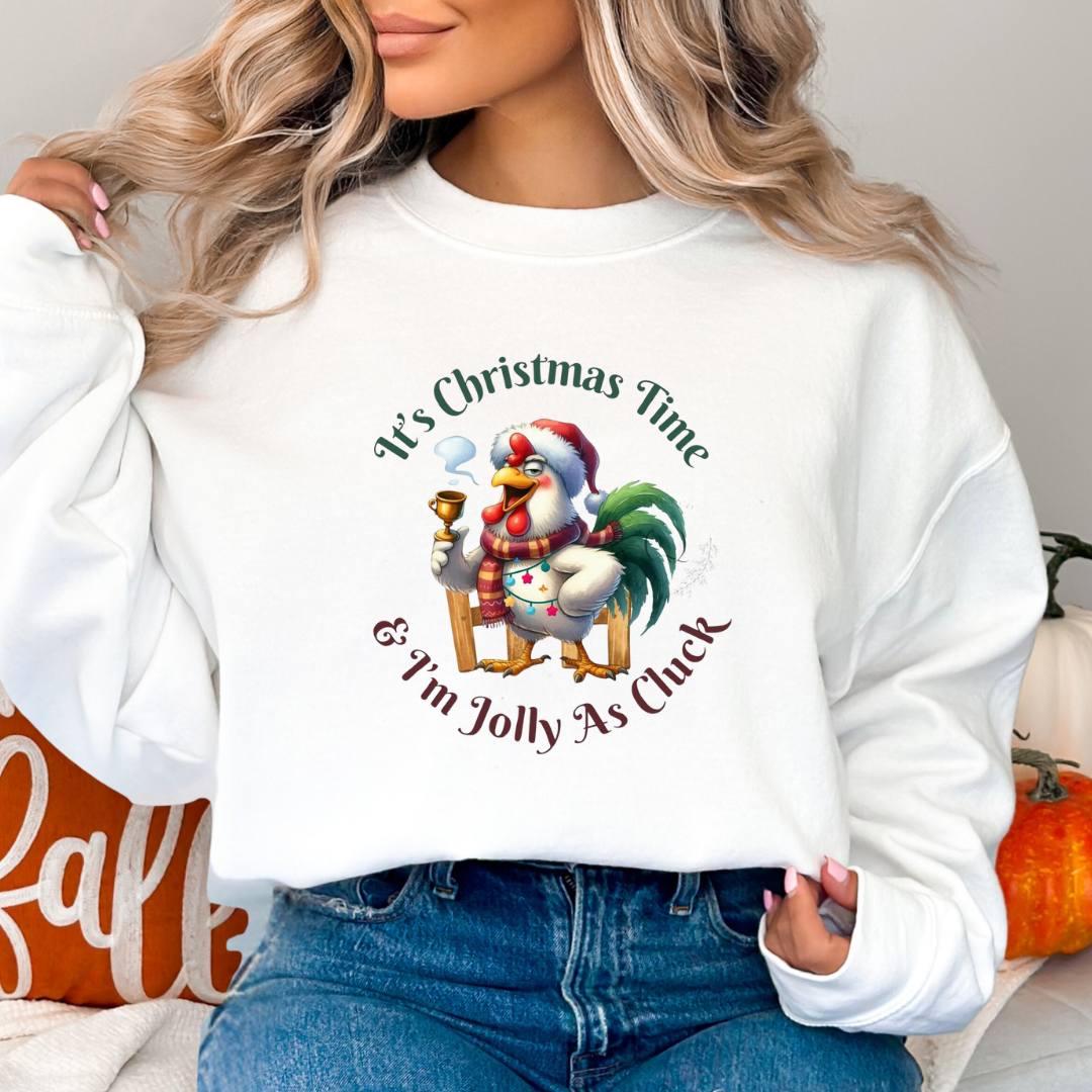 Christmas Jolly As Cluck Rooster Christmas Sweatshirt