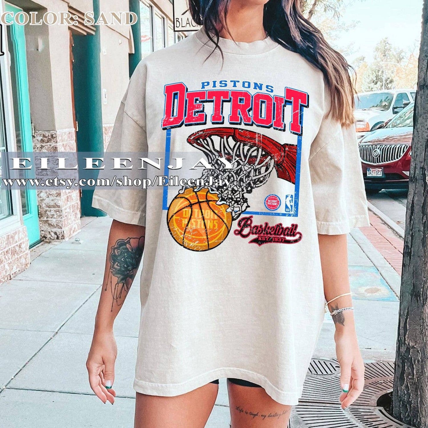 Vintage Style Detroit Crewneck Sweatshirt - Basketball Gift