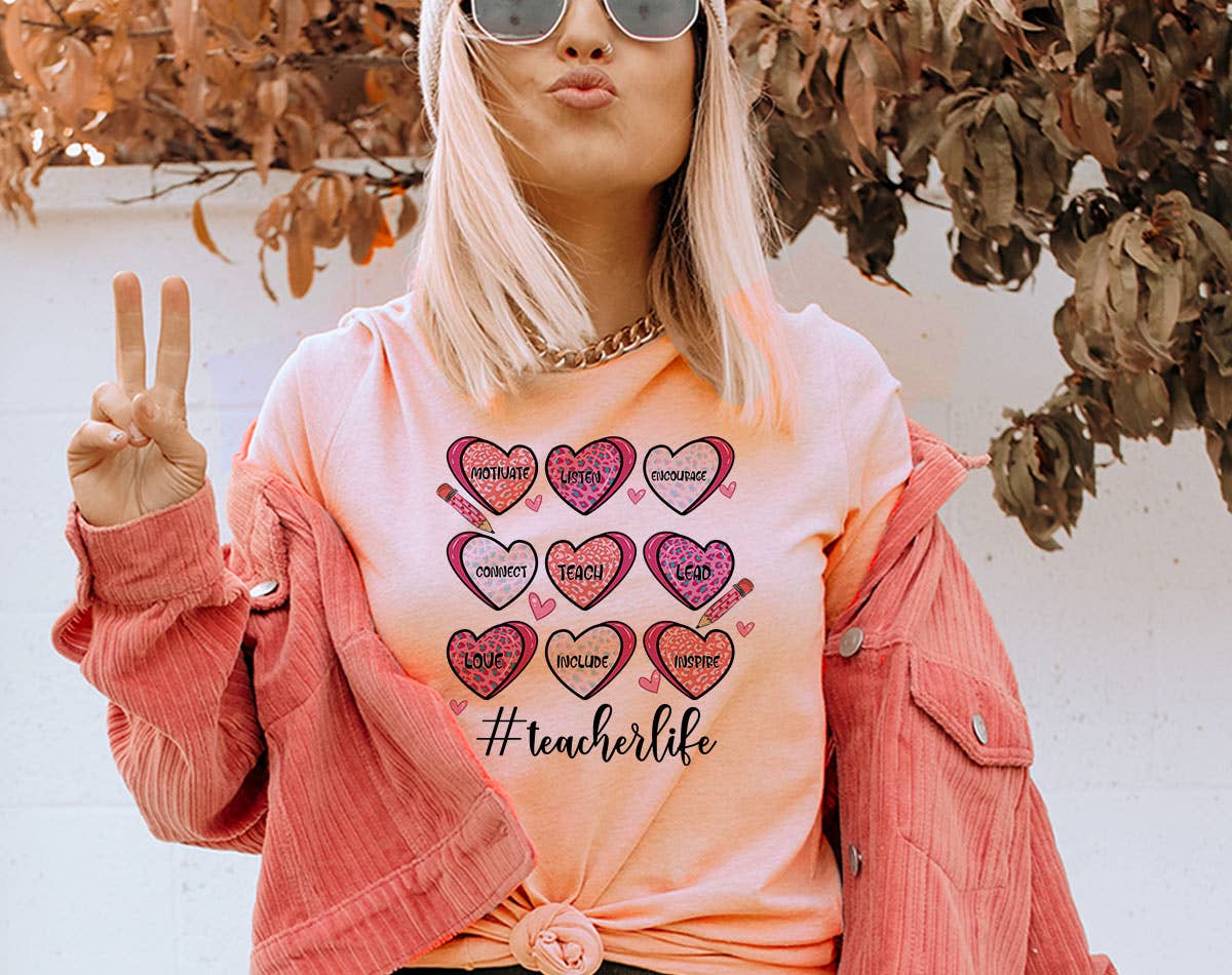 Teacher Life Hearts - Valentines Day T-Shirt
