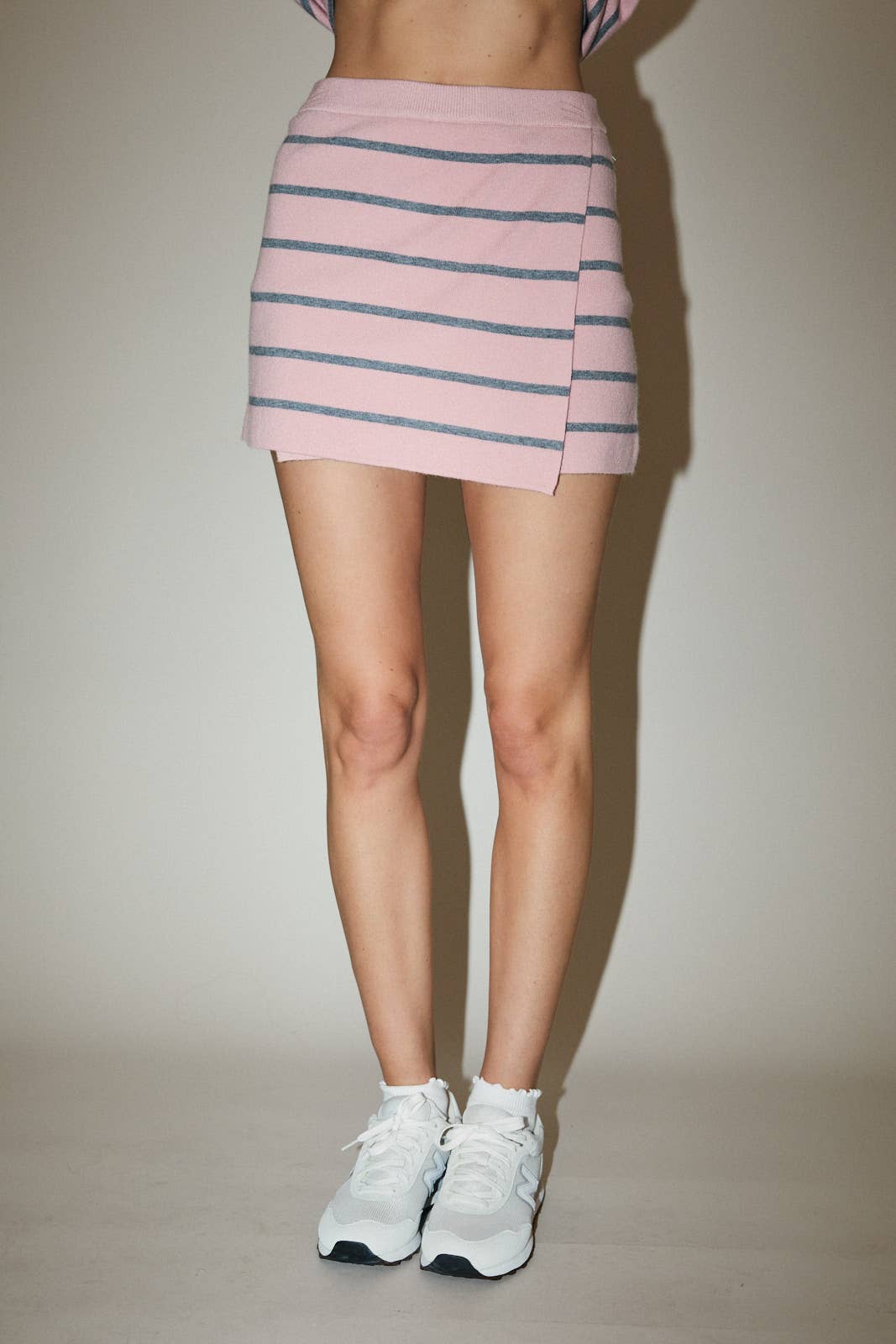 Mid-Rise Stripe Wrap Sweater Skort