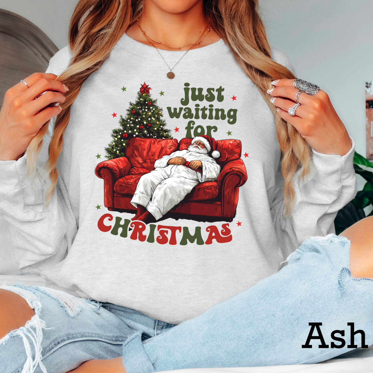 Just Waiting On Christmas 2025 Long Sleeve Shirt | Gildan