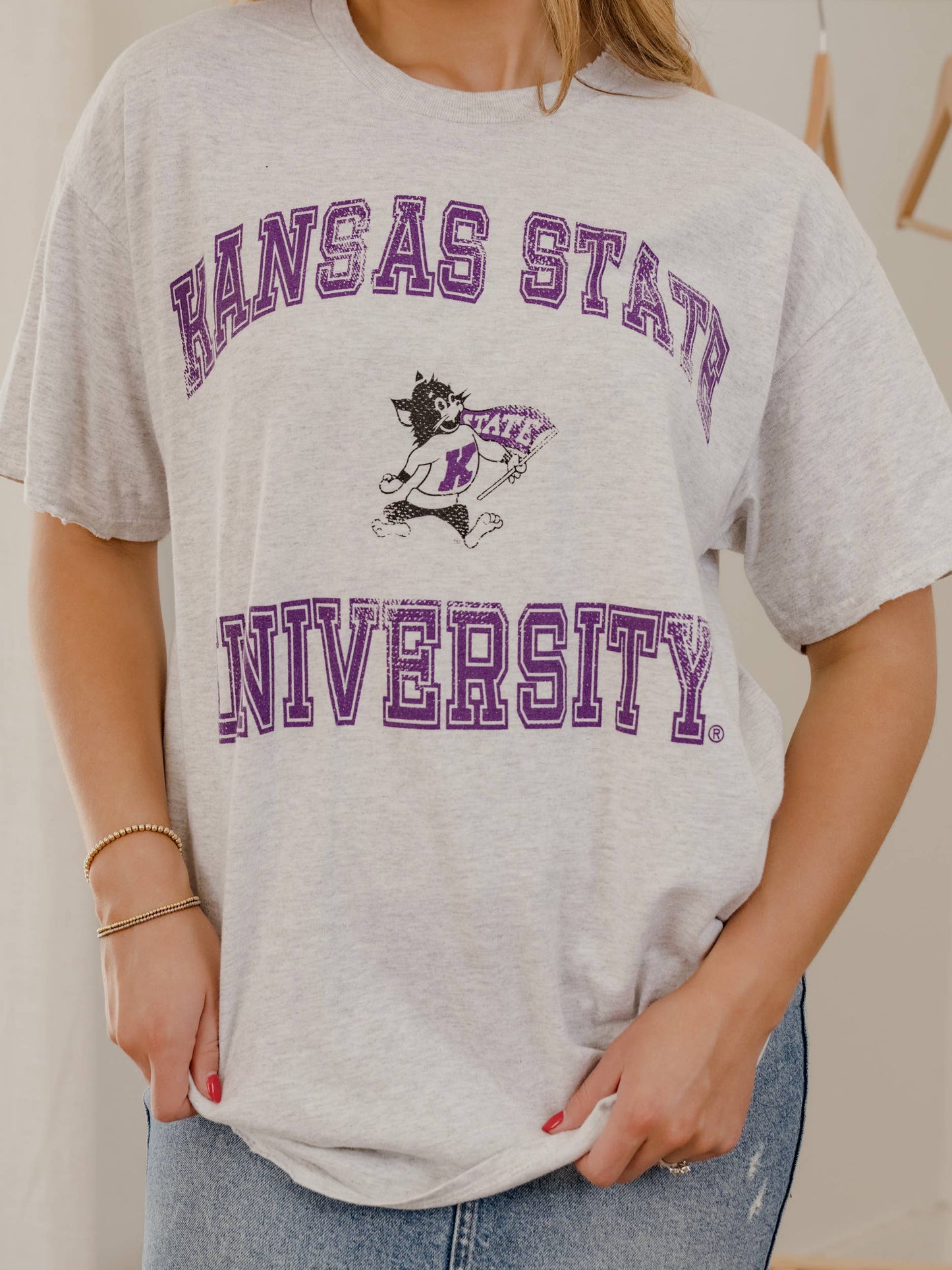 Kansas State Wildcats Vintage Sport Ash Gray Thrifted Tee