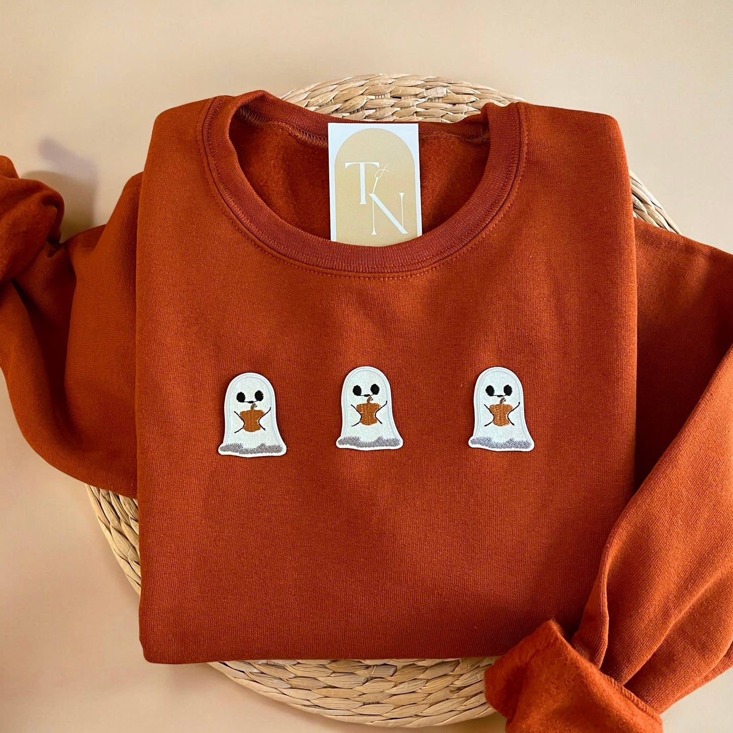 Glittery Ghost Pumpkin Halloween Sweatshirt, Fall Sweatshirt