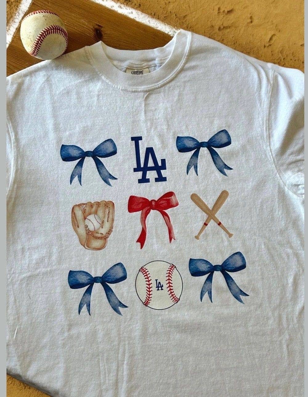 Los Angeles Dodgers Mlb Baseball Coquette Bows Tshirt