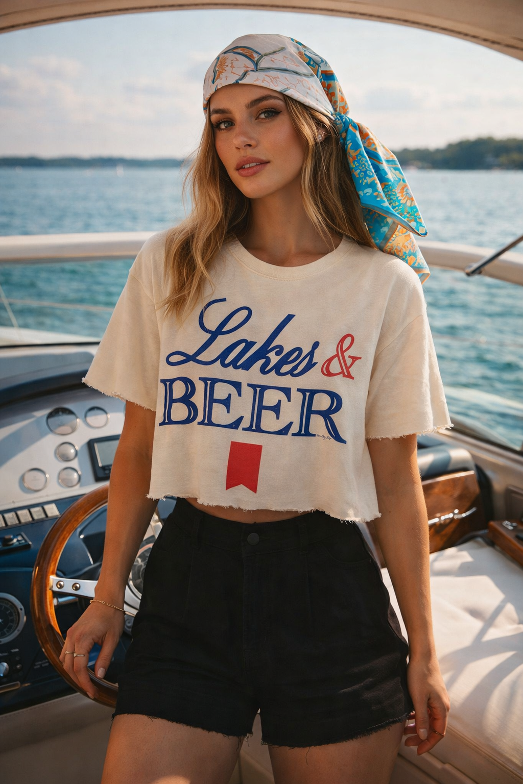 Lakes & Beer Relaxed Crop T-Shirt