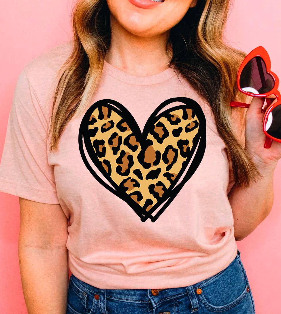 Leopard Heart - Valentine's Day Cute Fun Heart Gift T-Shirt