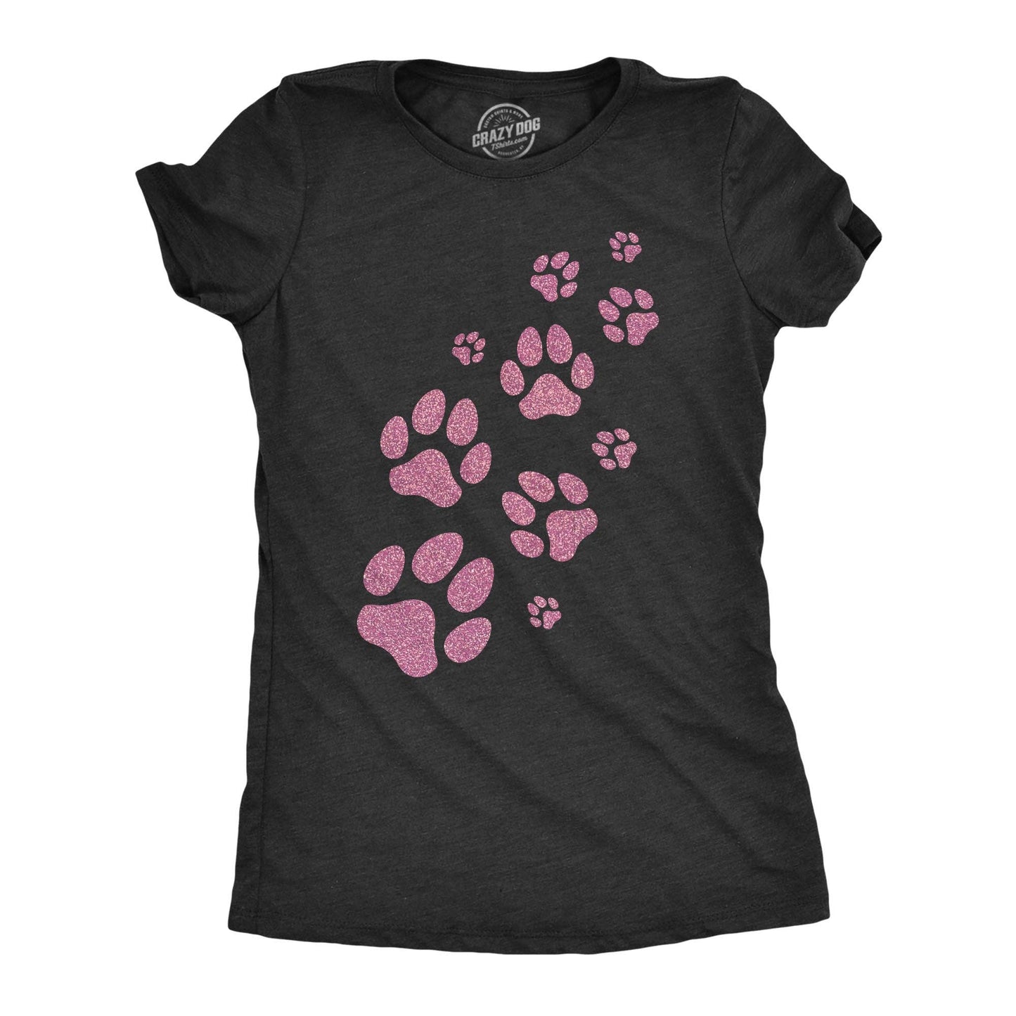 Glitter Dog Paw Prints Cute Womens Dog T Shirt Mother's Day