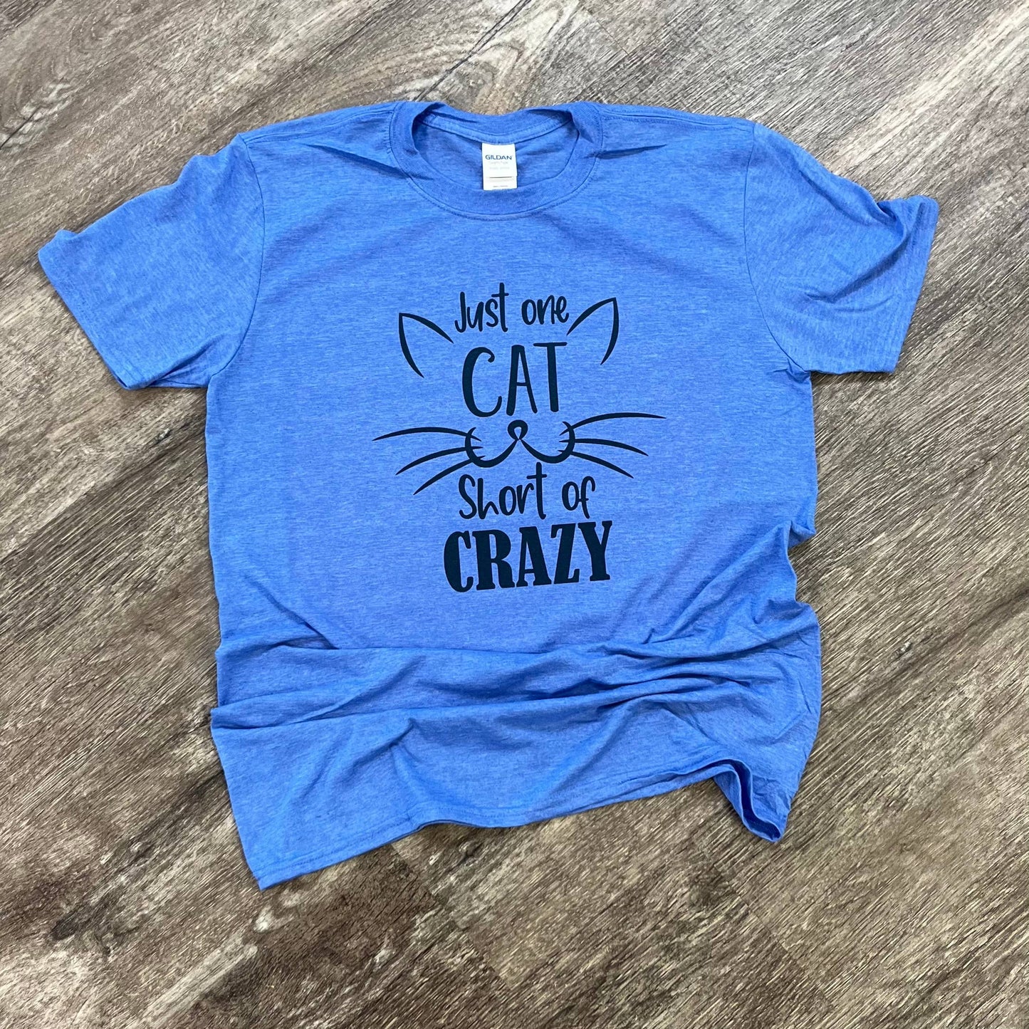 Just One Cat Short of Crazy Heather Sapphire Tee