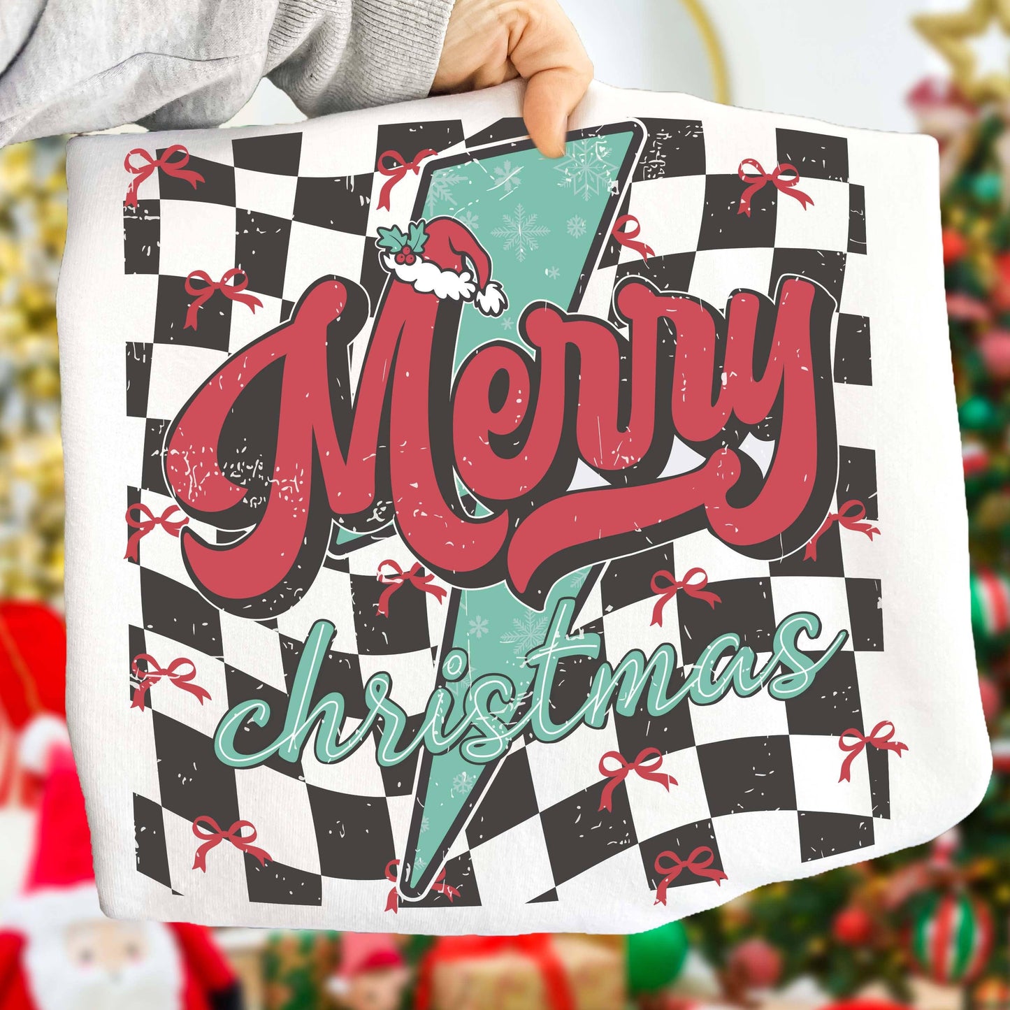 Checkered Christmas Coquette Shirt