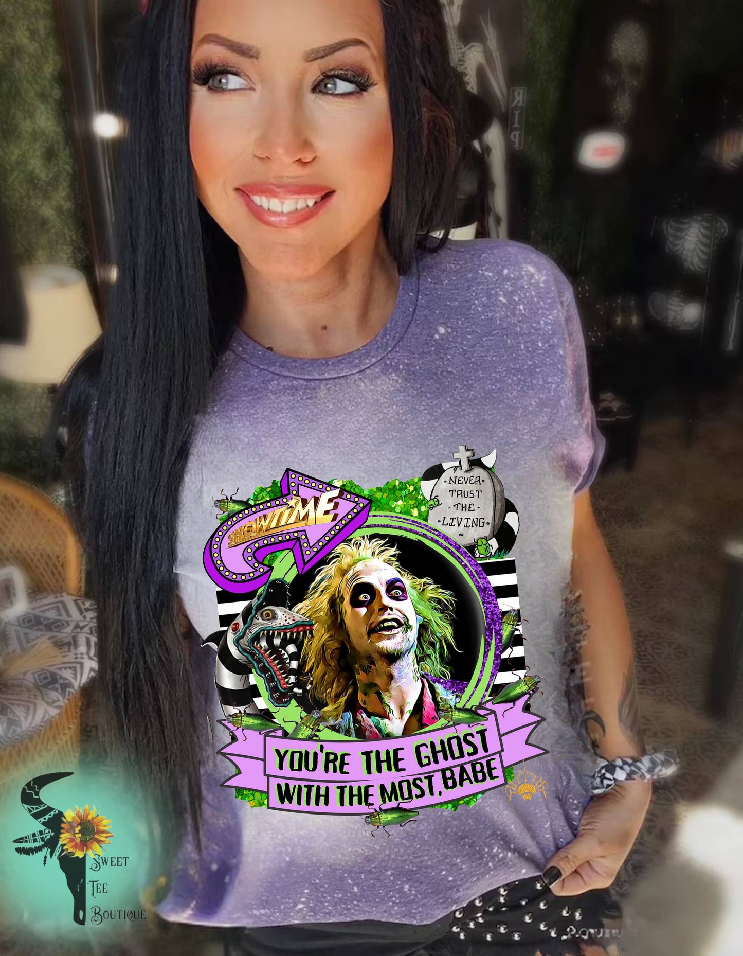 Beetlejuice Bleached T-Shirt, Retro Movie Graphic Tee