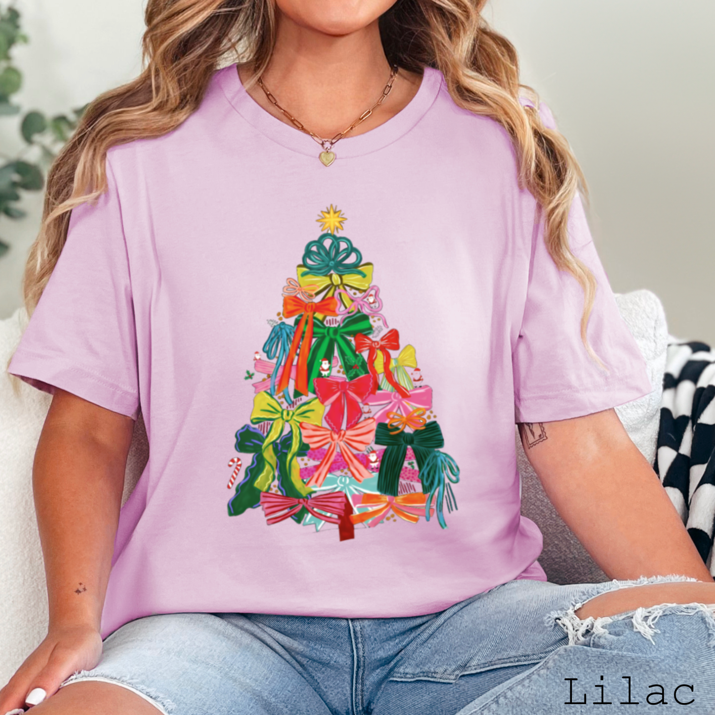 Bow Christmas Tree Christmas 2025 Graphic TeeĀ | Bella Canvas
