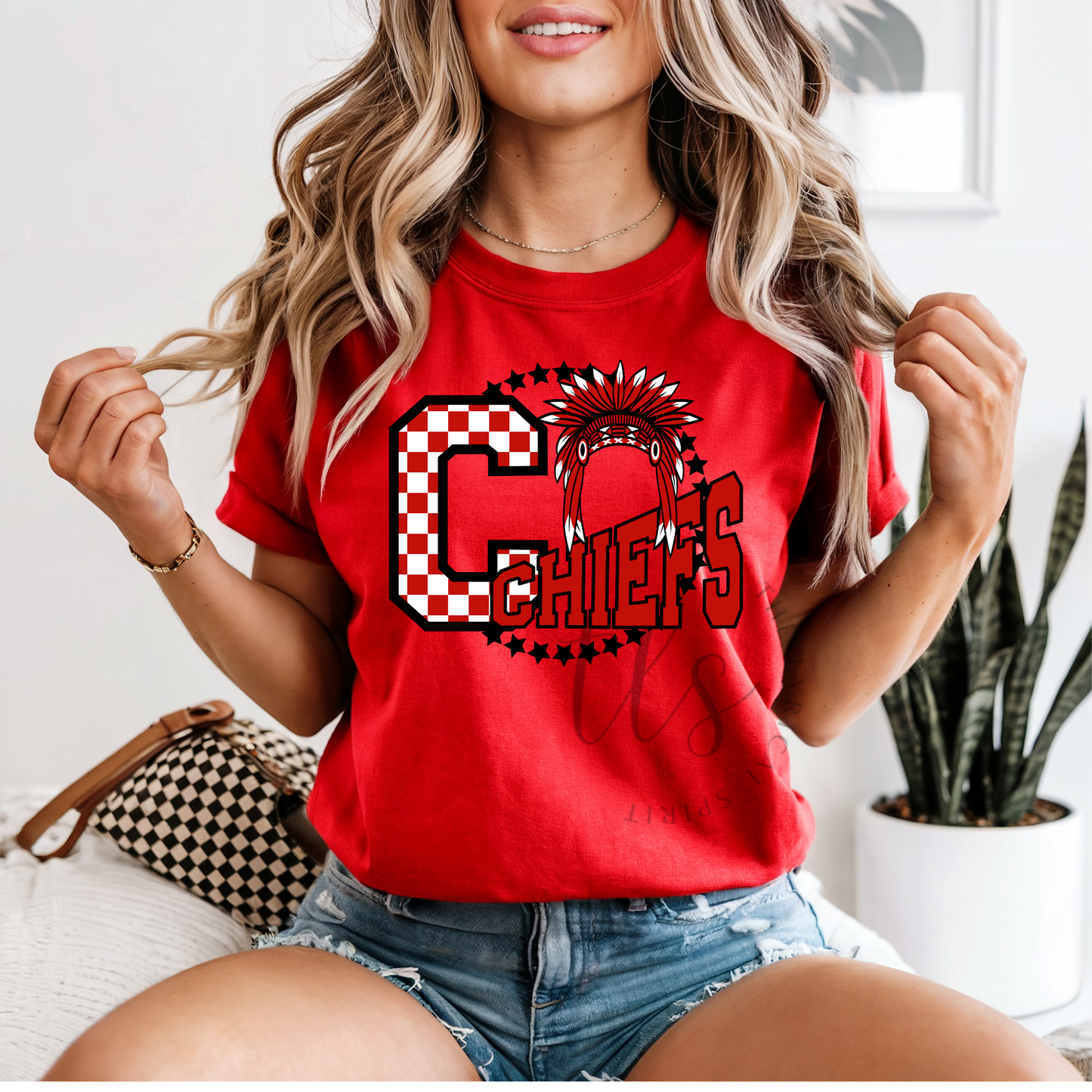 Customizable Checker Mascot Initial Spirit Wear T-Shirt