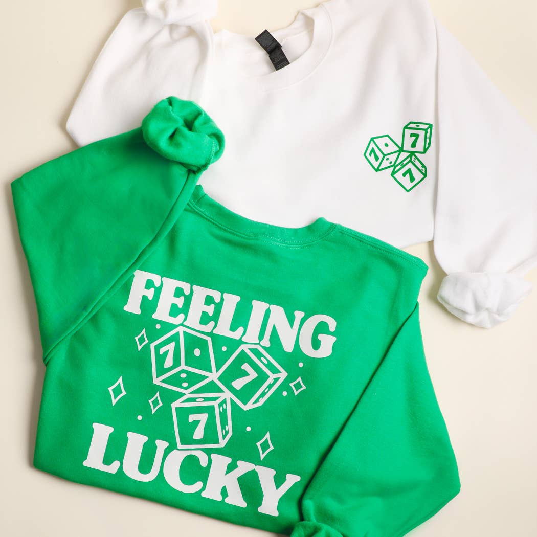 Feeling Lucky Dice Front & Back Print Heavyweight Sweatshirt
