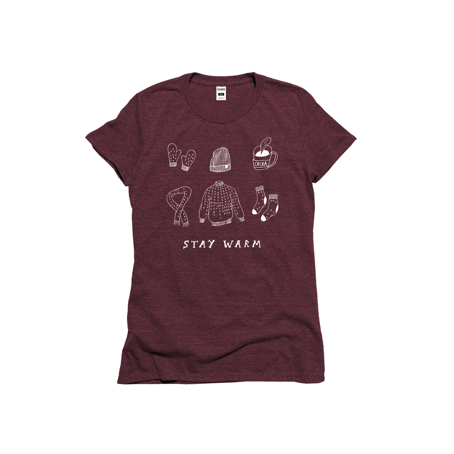 Stay Warm Ladies Triblend Holiday Graphic Tee