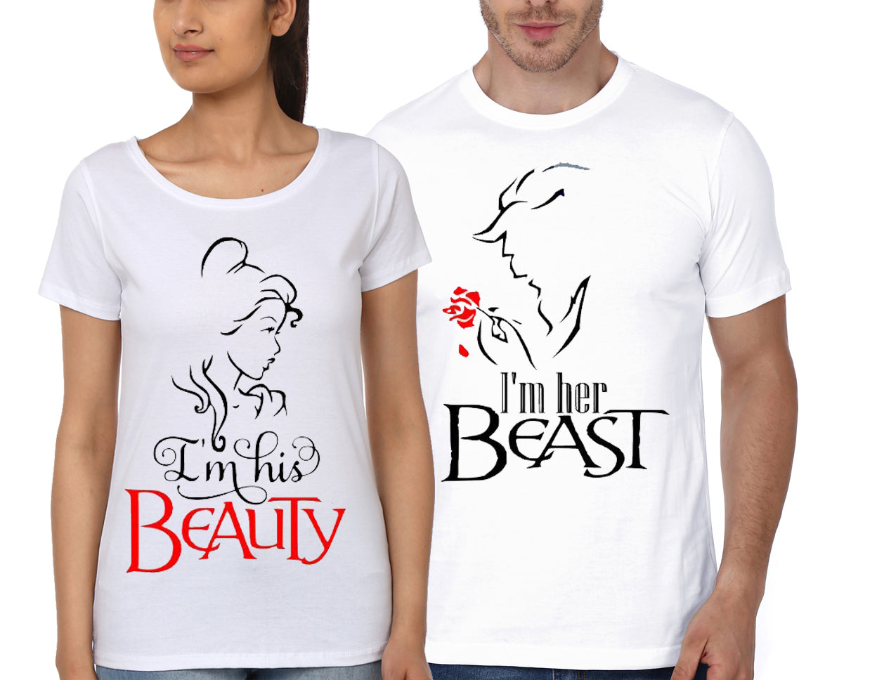I’m His Beauty / I’m Her Beast White Couple T-Shirt
