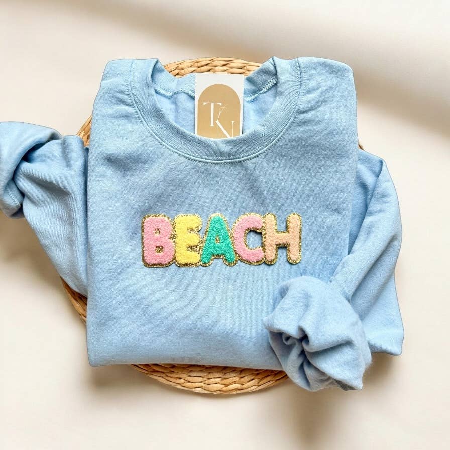 Chenille Patch Beach Sweatshirt, Summer Sweatshirts