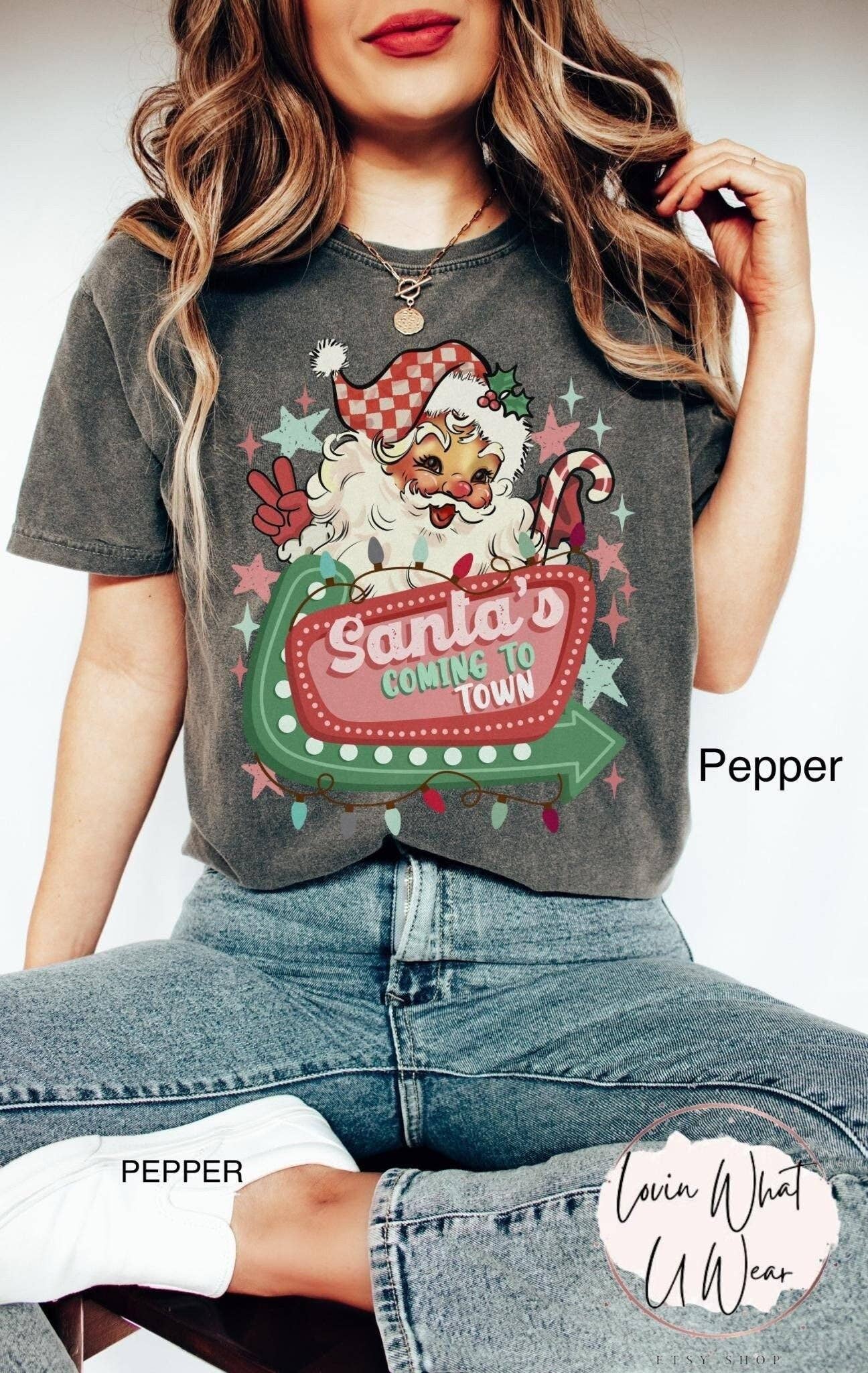 Retro Santa Christmas T-Shirt Festive Holiday Unisex Tee