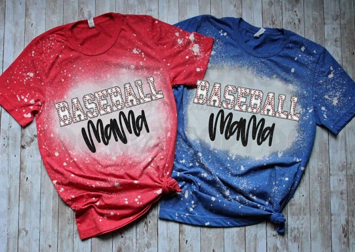 Stacked Baseball Mama - Bleached Tee For the Ball Field