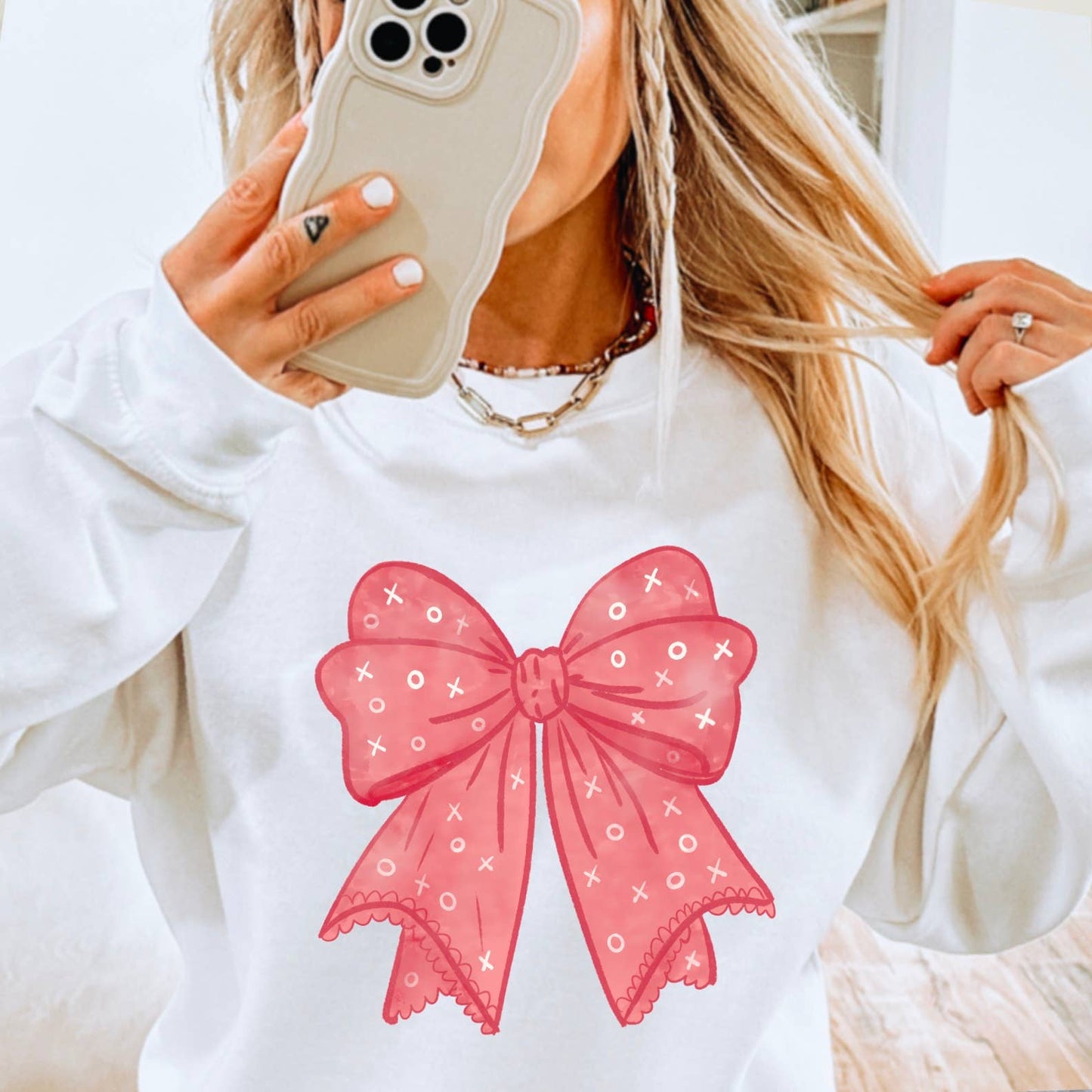 Xoxo Coquette Bow Sweatshirt | Screen Print Sweatshirt