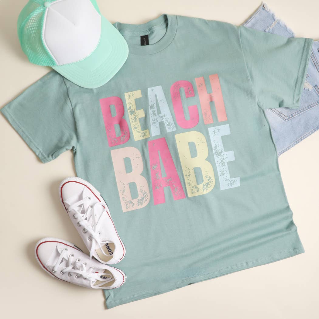 Beach Babe Heavy Cotton Distressed Graphic T-Shirt