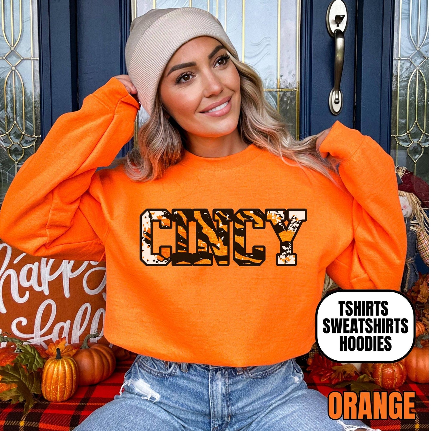 Distressed Cincinnati Football Sweatshirt - Game Day Outfit