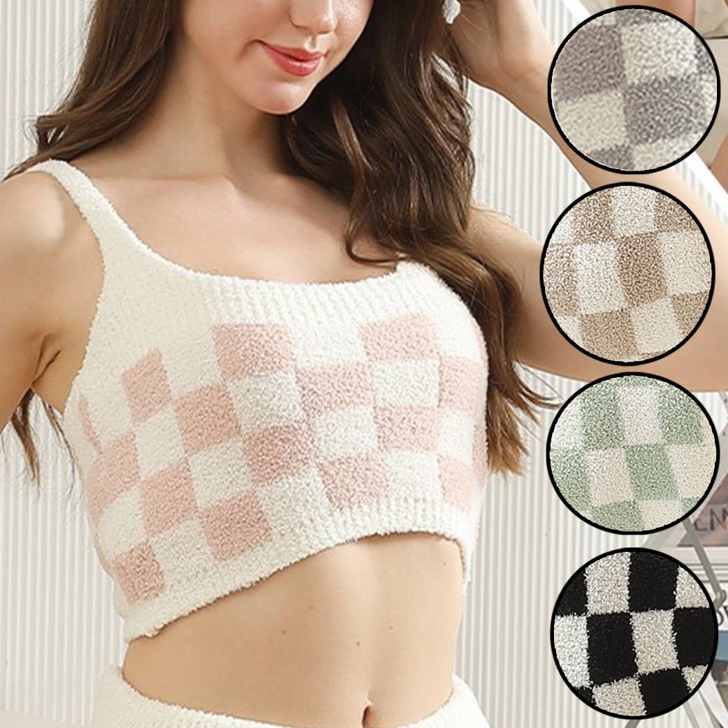 Women's Checkered Crop Tank Top