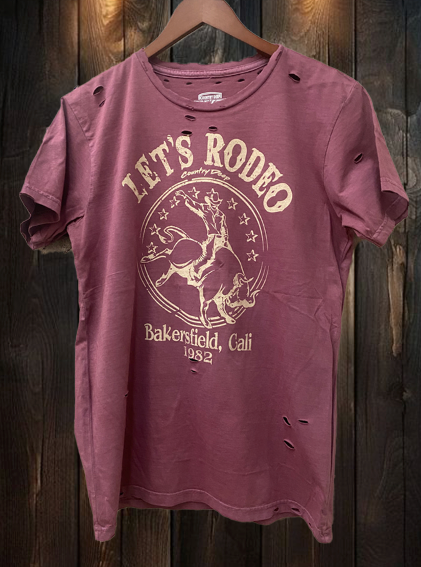 Let's Rodeo Bakersfield California Vintage 1982 Distressed Tee