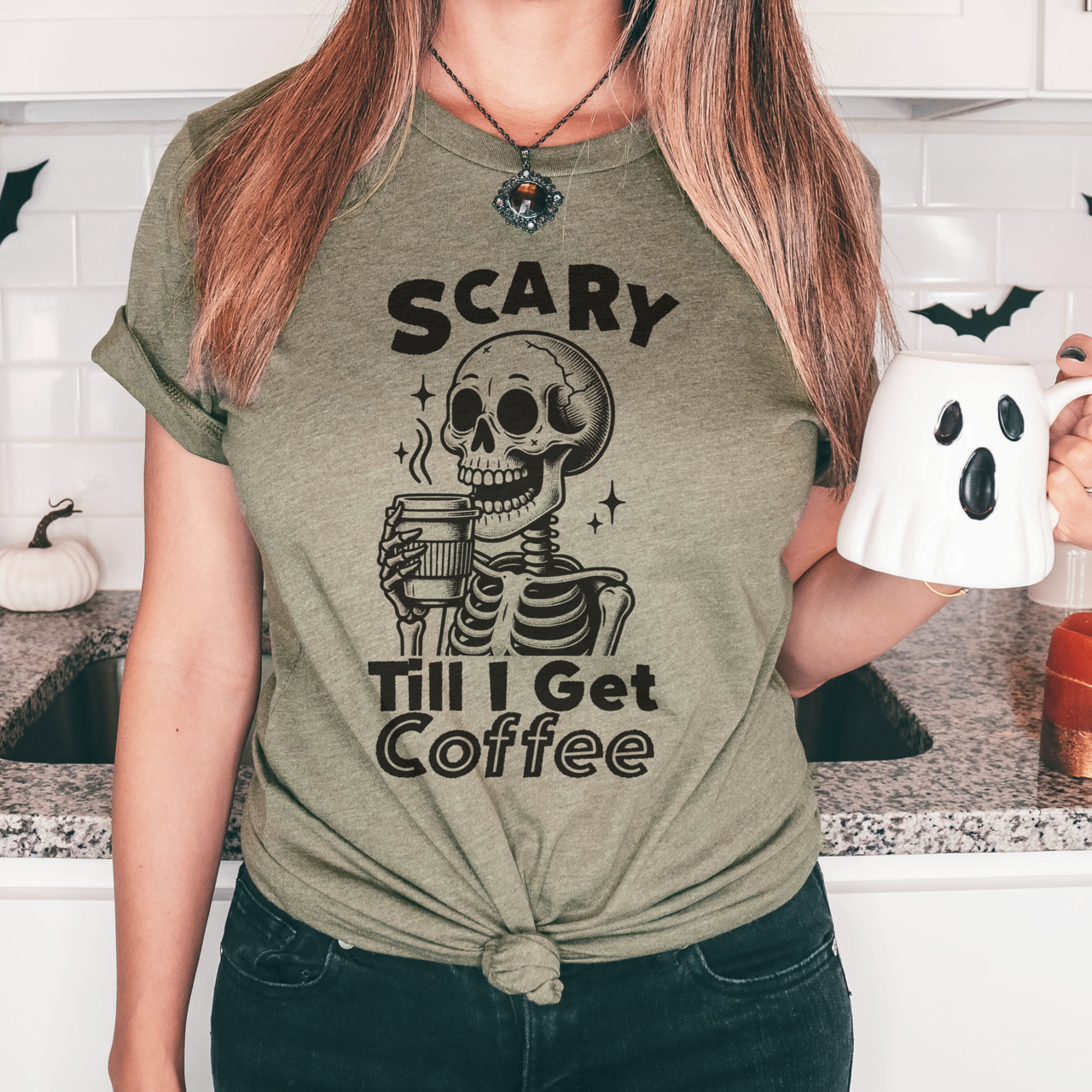 Scary Till I Get Coffee T-Shirt