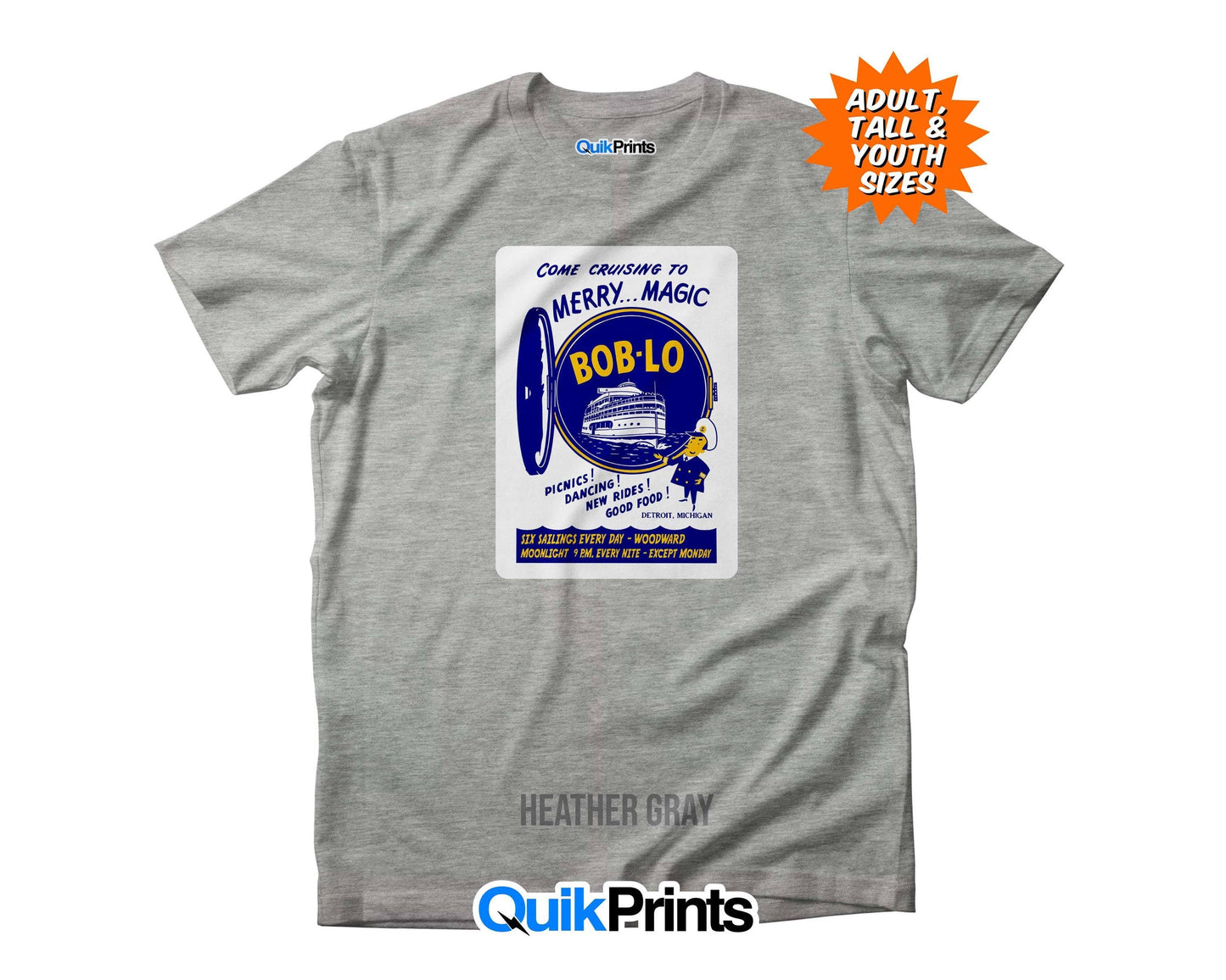 Boblo Boat Ad Detroit Michigan T-Shirt Custom Made To Order