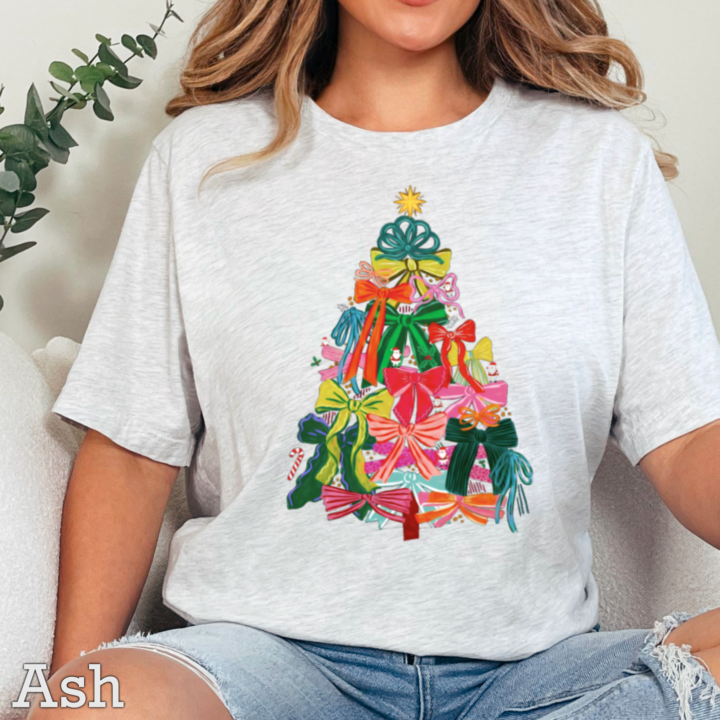 Bow Christmas Tree Christmas 2025 Graphic Tee | Gildan