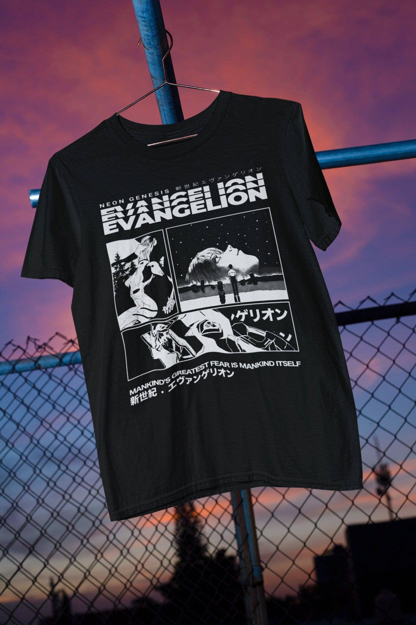 Evangelion Anime Shirt Streetwear Unisex 100 Cotton