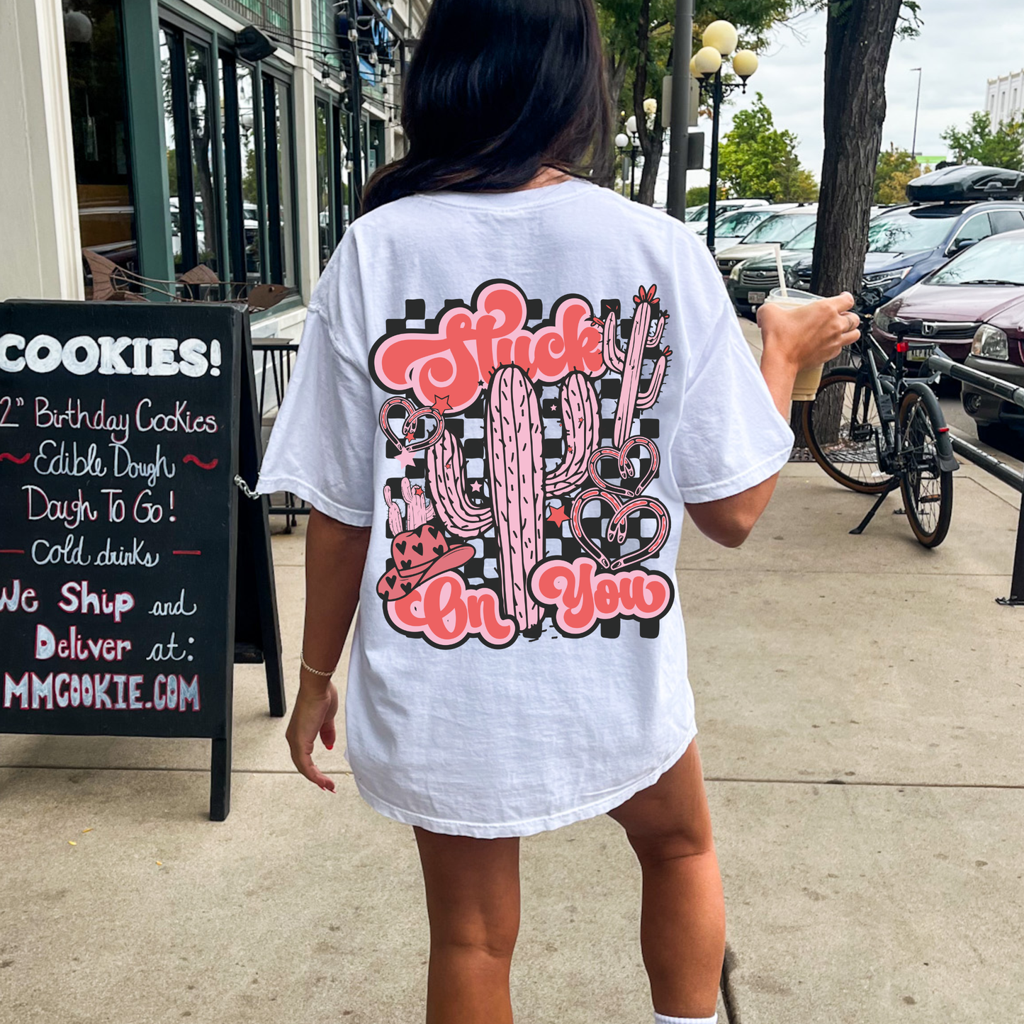Stuck On You Western Valentines Front & Back Graphic Tee
