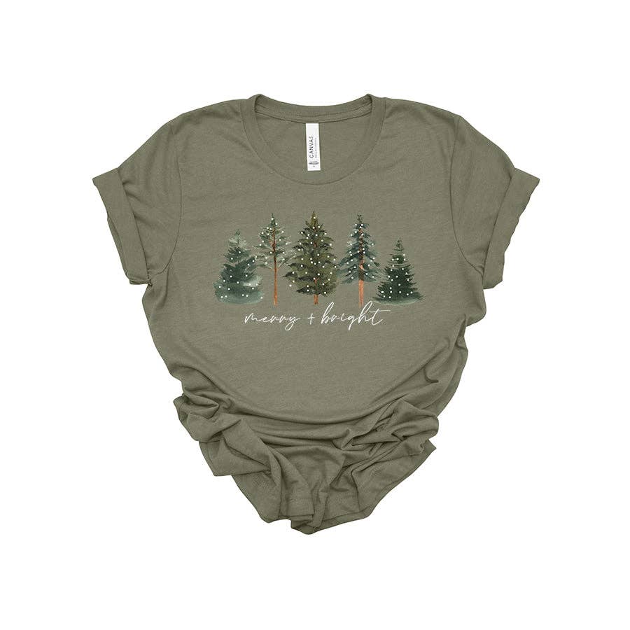 Merry and Bright Pine Tree Lights Tee