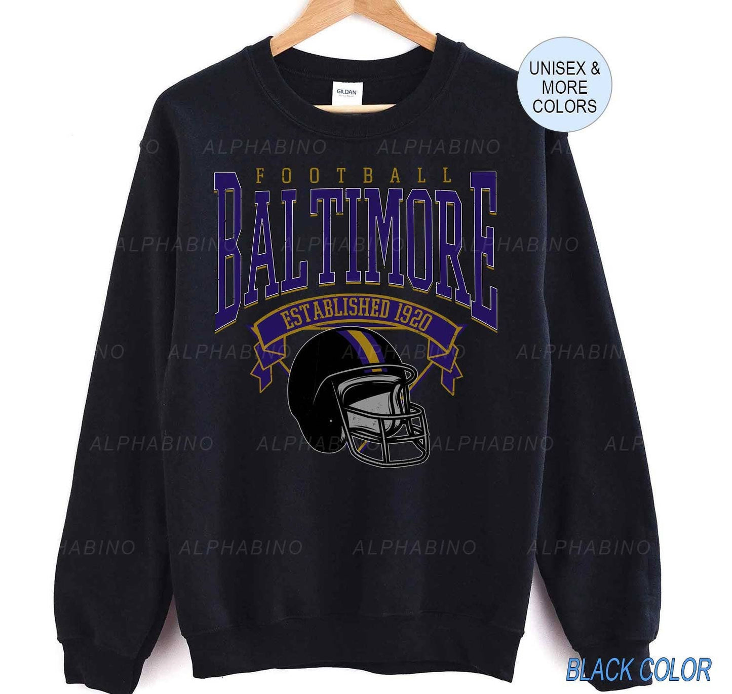Baltimore Ravens Crewneck Vintage Tee & Game Day Apparel