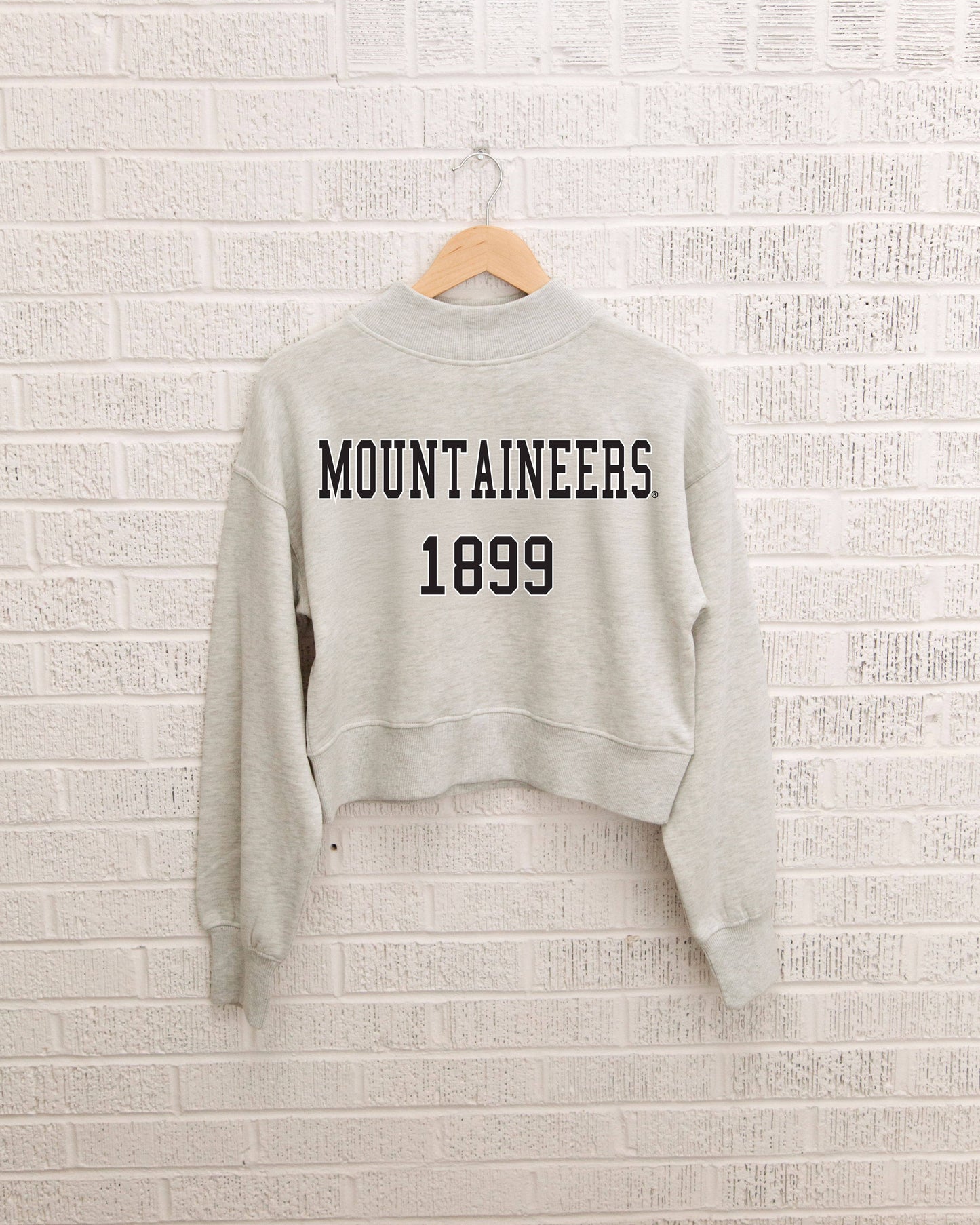 App State College Block Puff Ink Gray Mock Neck Sweatshirt
