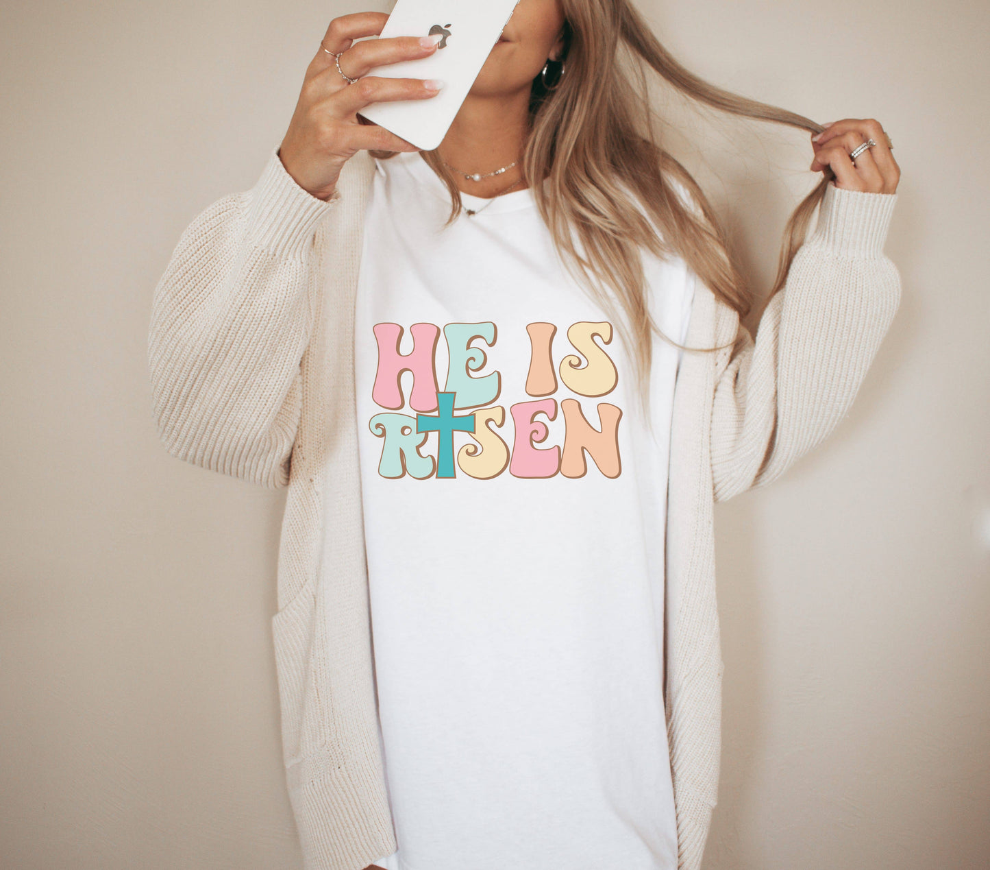 He Is Risen Block Easter Graphic Tee