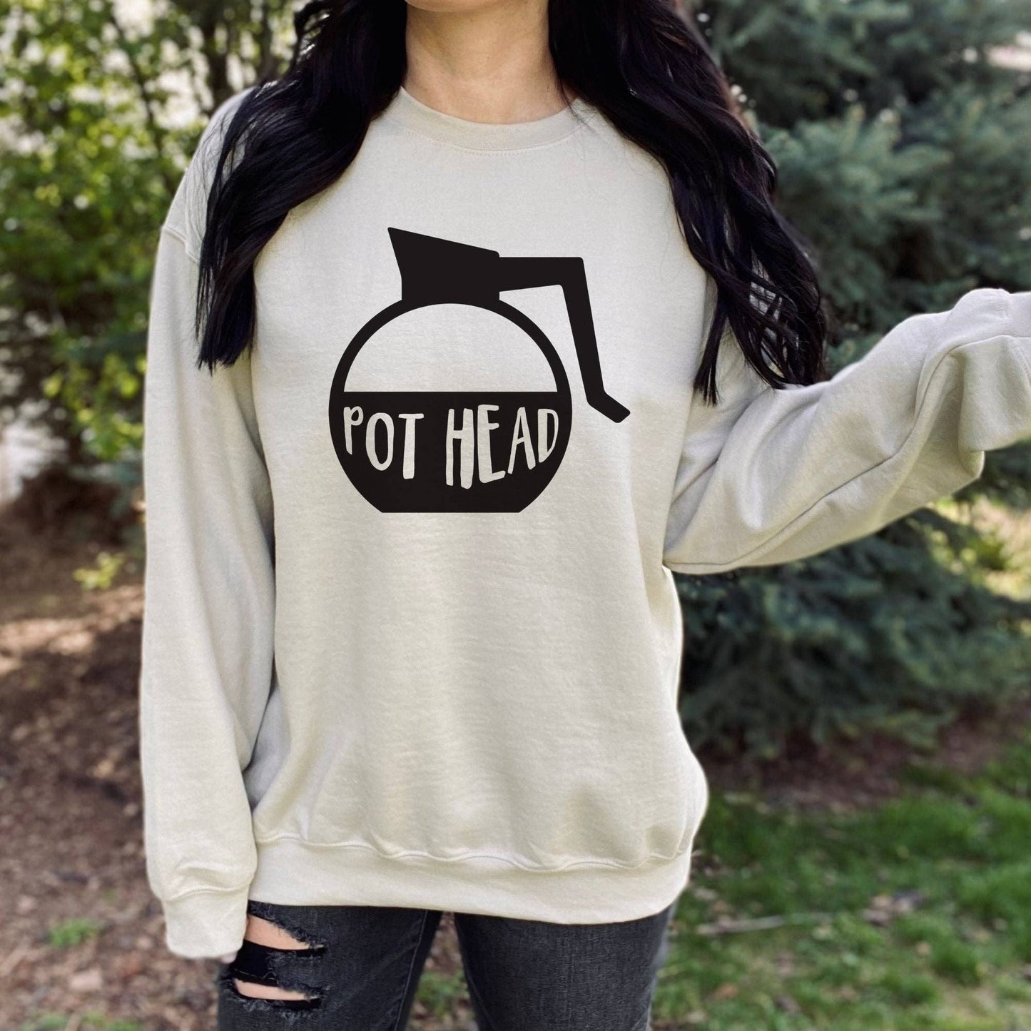 Pot Head Coffee Addict Crewneck Sweatshirt Hoodie 98