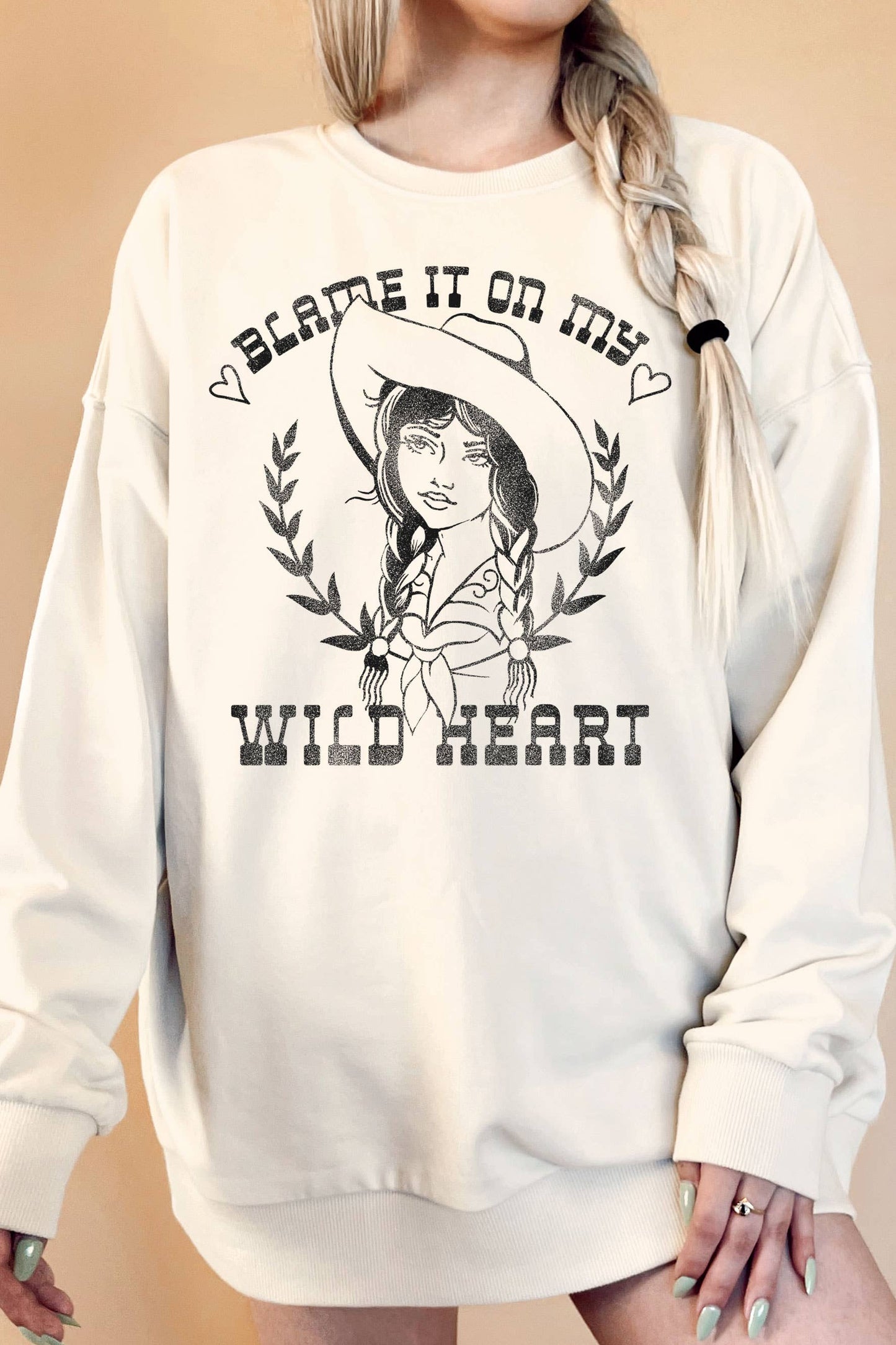 Blame It On My Wild Heart Cowgirl Oversize Terry Sweatshirt