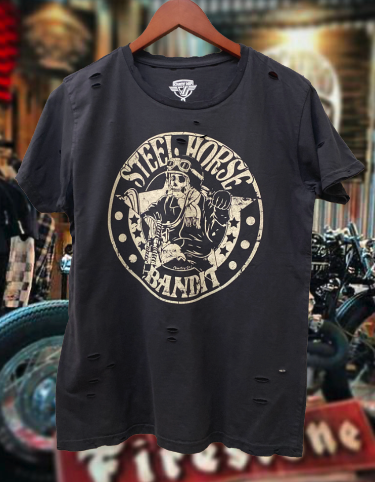 Steel Horse Bandit Distressed T Shirt