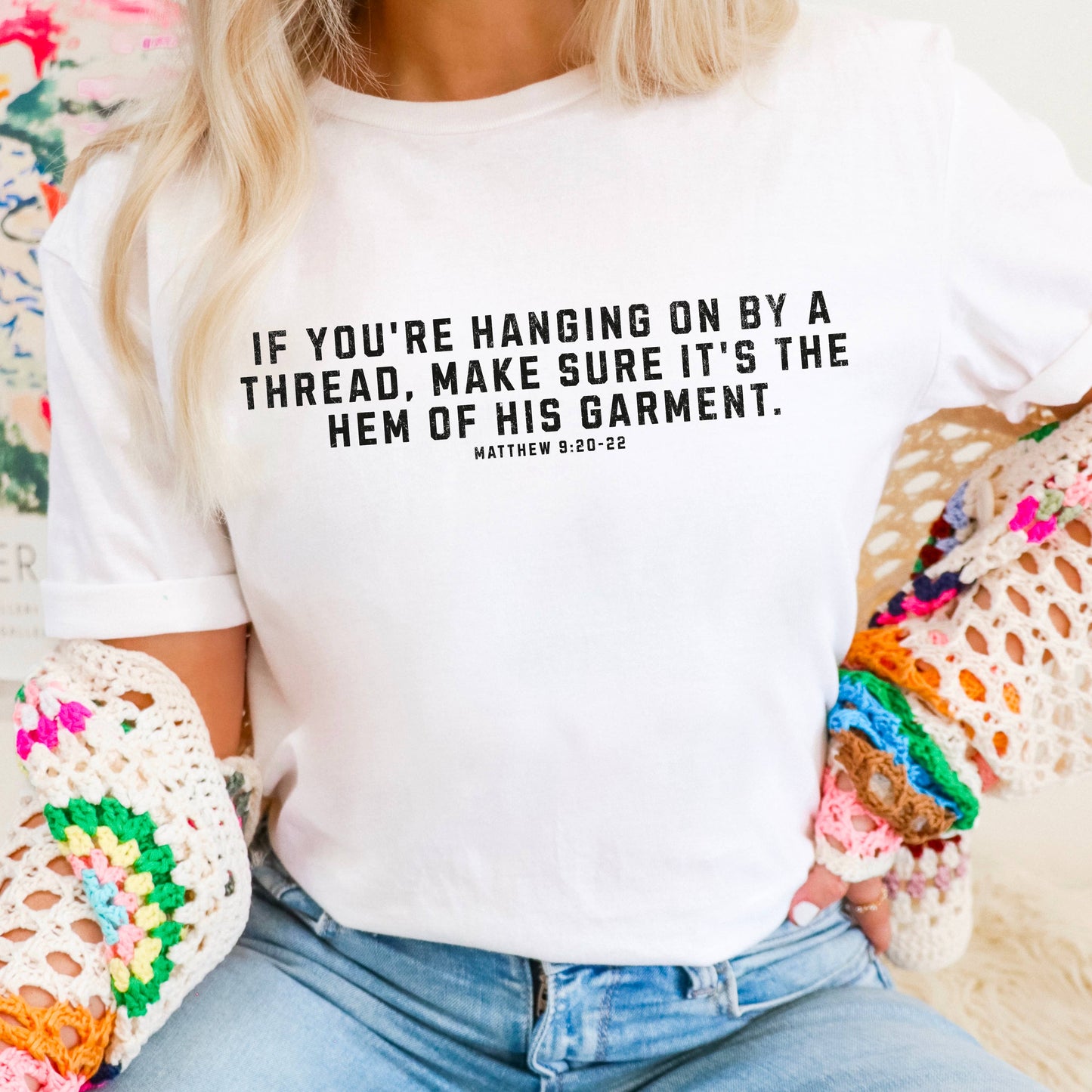 If You’Re Hanging On By A Thread Christ Graphic Tee | Gildan