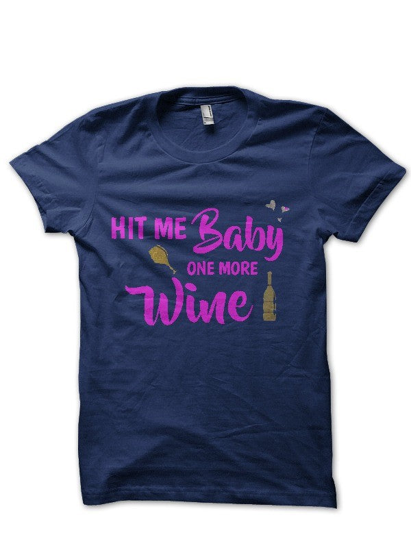 One More Wine Half Sleeve Navy Blue T-Shirt