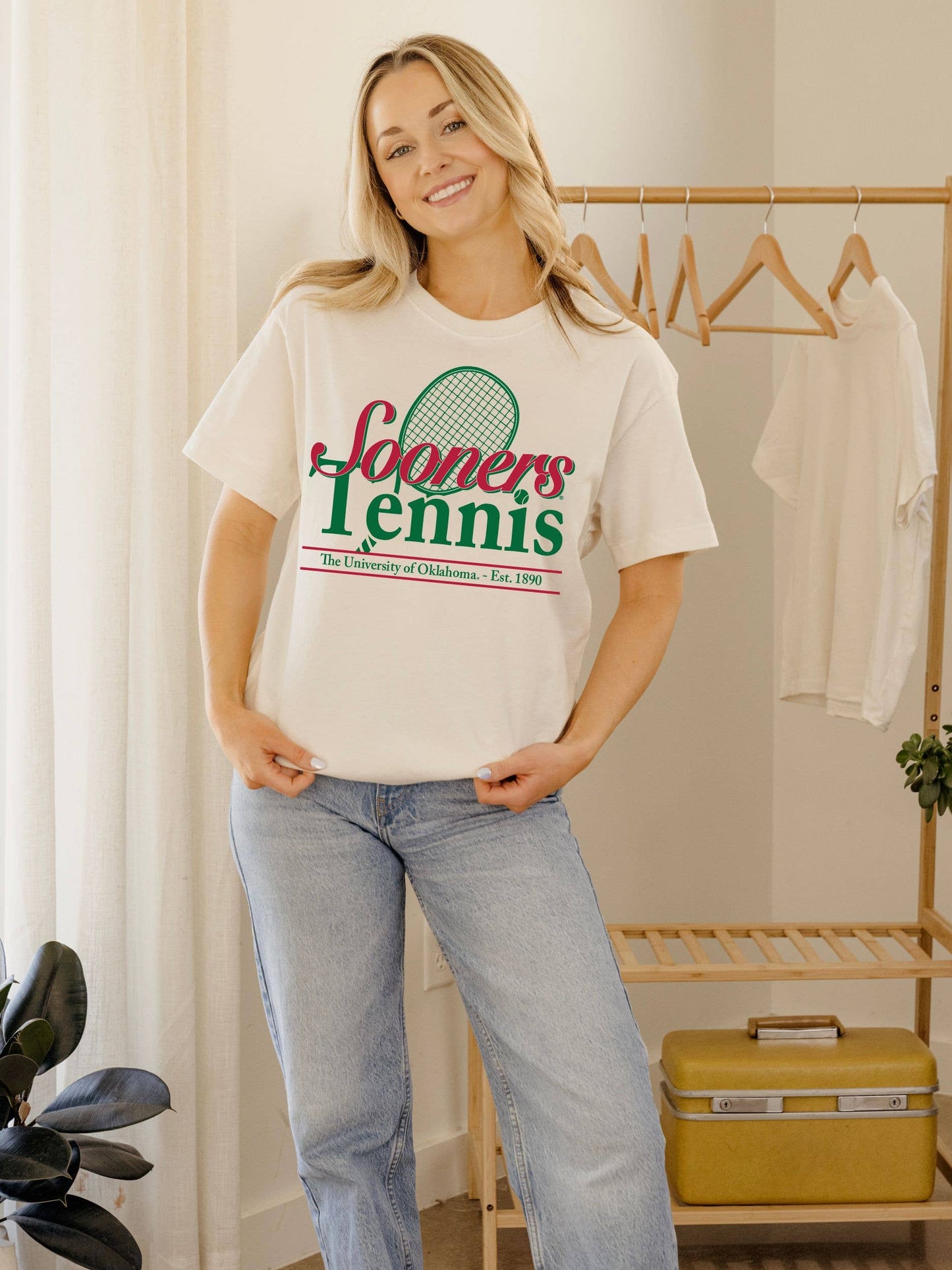 Ou Oklahoma Sooners Tennis White Comfort Colors Tee