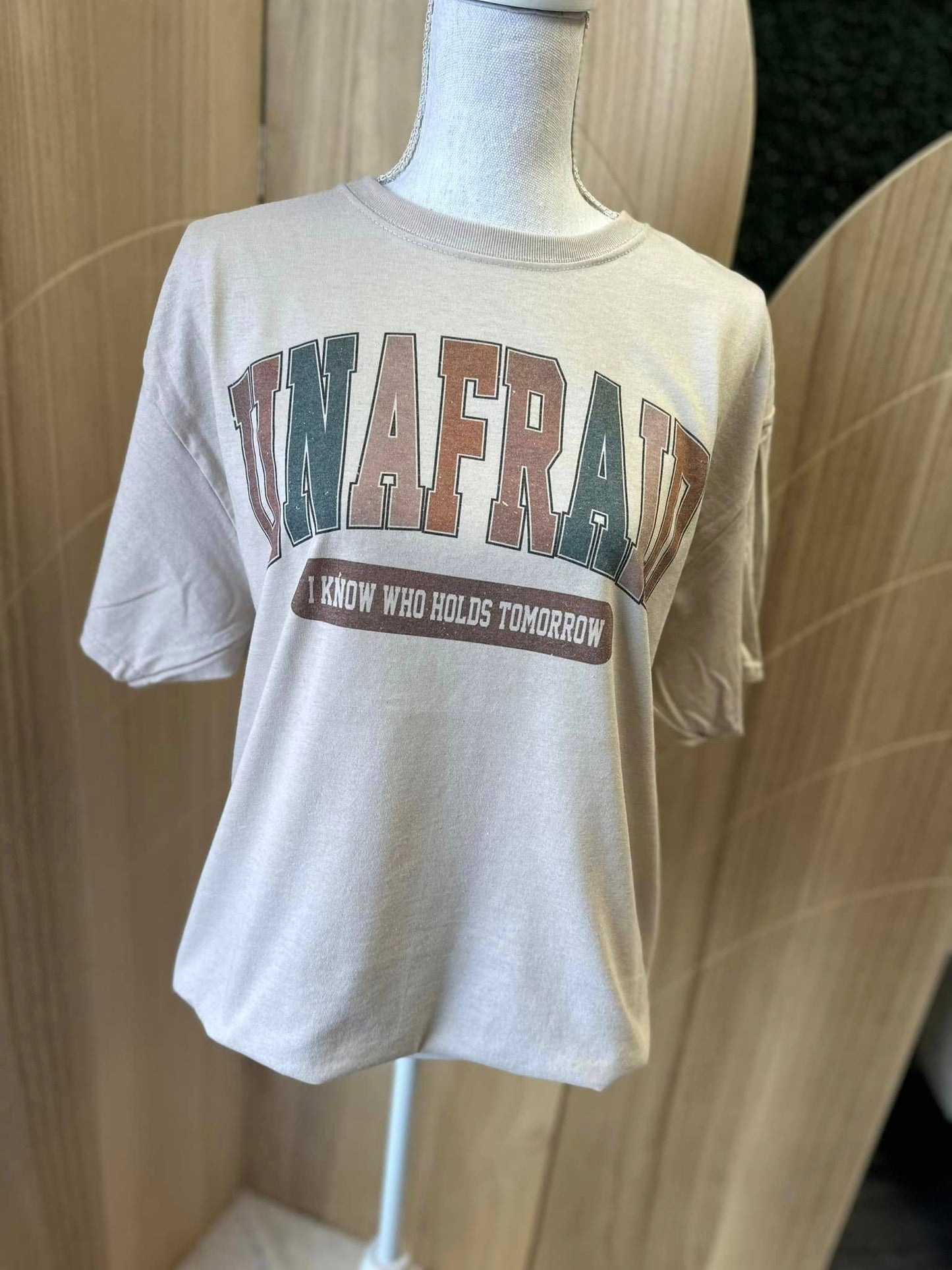 Unafraid - I Know Who Holds Tomorrow - Sand Tee