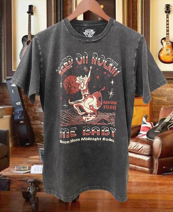 Keep On Rockin Me Acid Wash Relaxed Tee