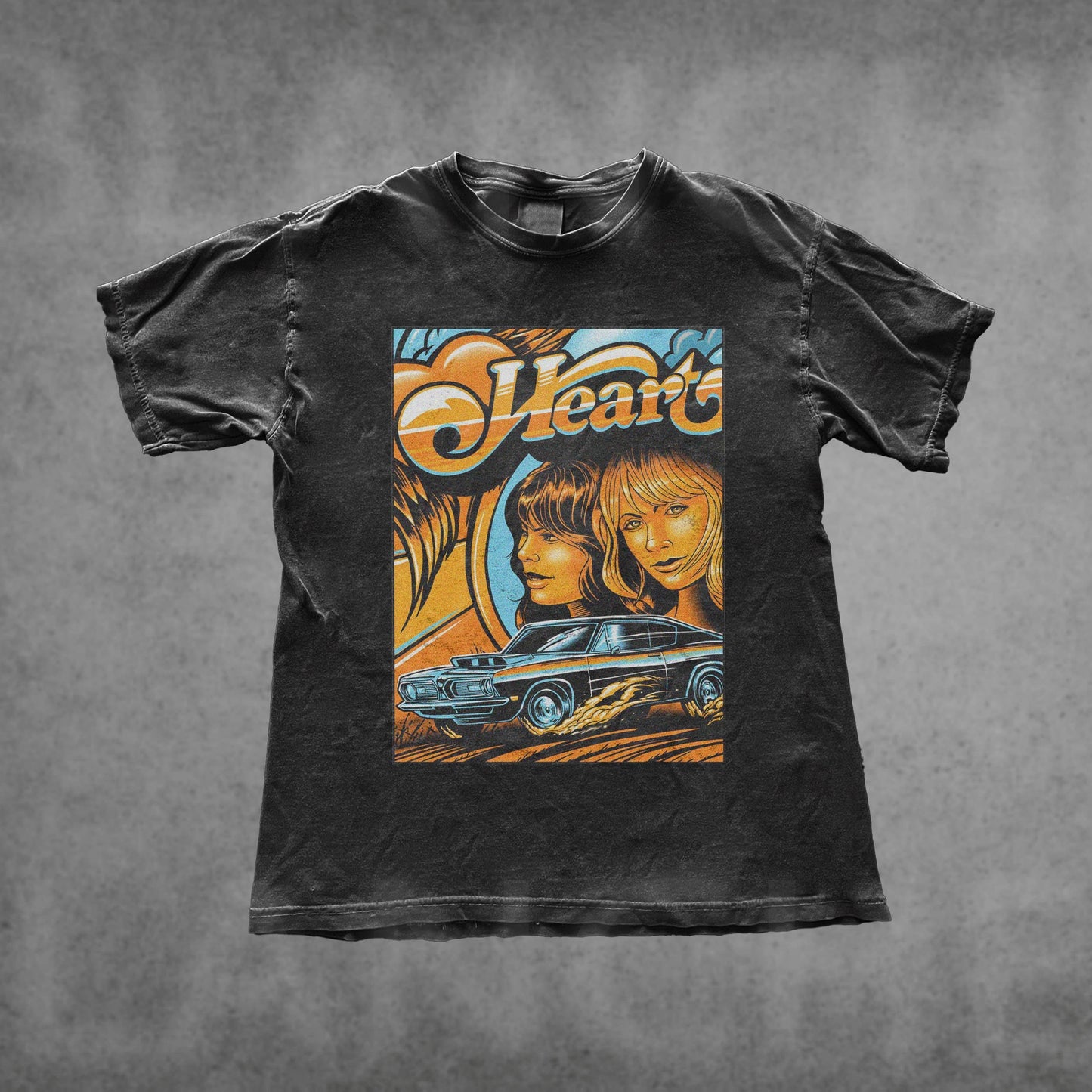Vintage Graphic Rock Shirt - Heart Band 90s Beach Streetwear